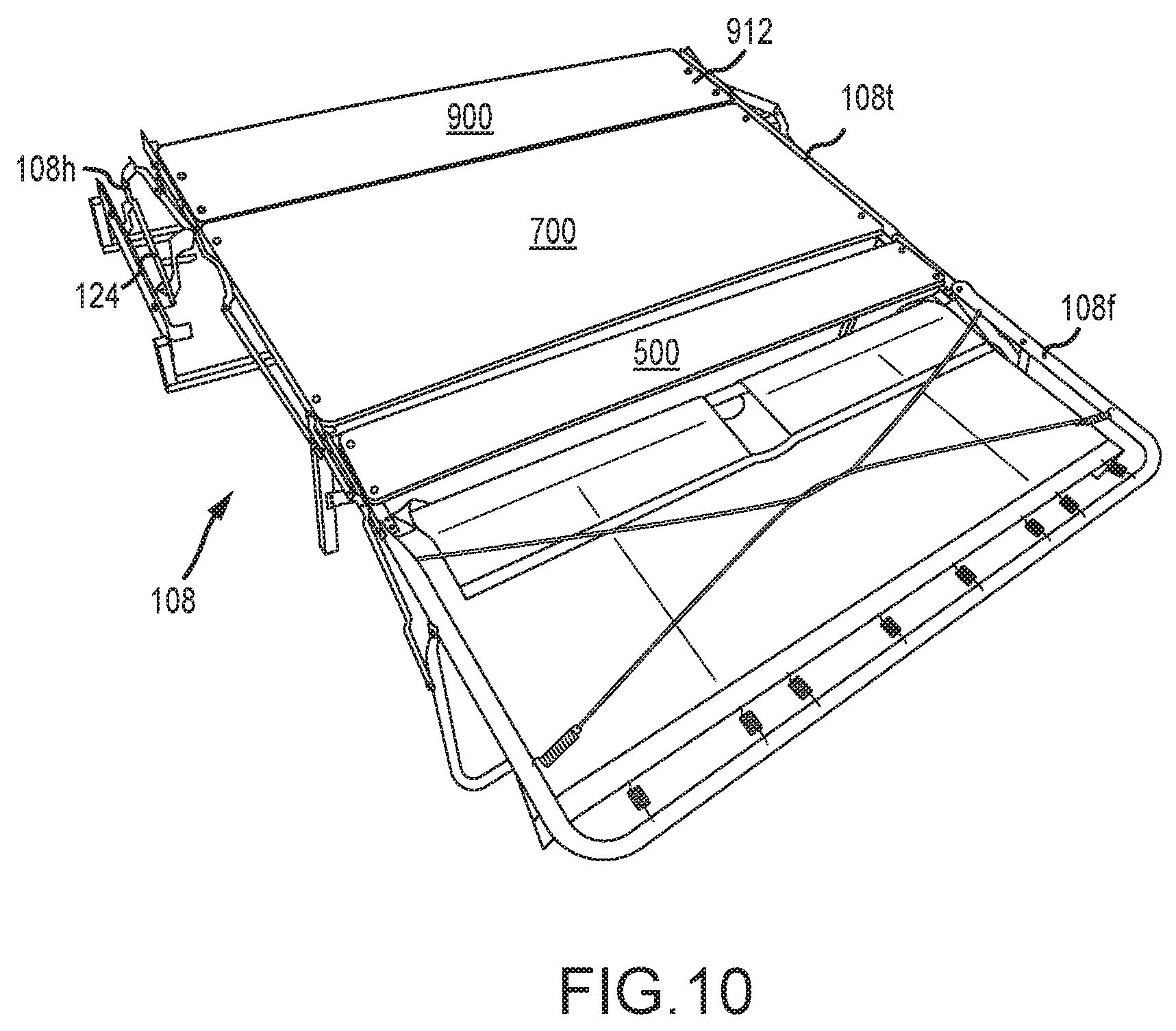Patent US11793316 Figure 10 – Sleeper sofa with a solid support deck