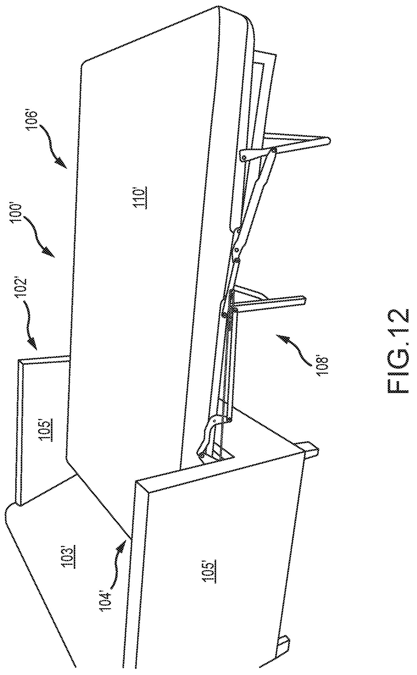 Patent US11793316 Figure 12 – Sleeper sofa with a solid support deck
