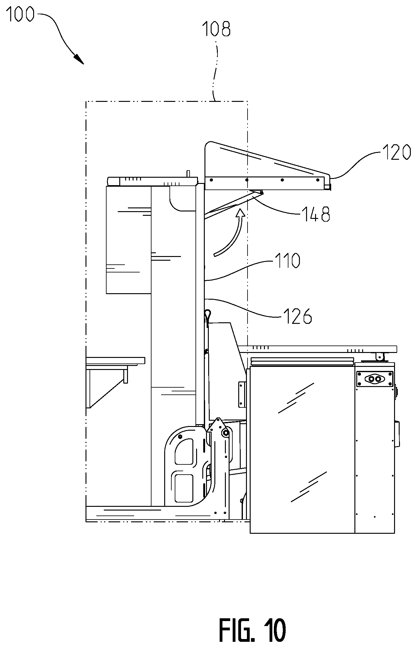 Patent US11793317 Figure 10 – Convertible furniture arrangement for a recreational vehicle