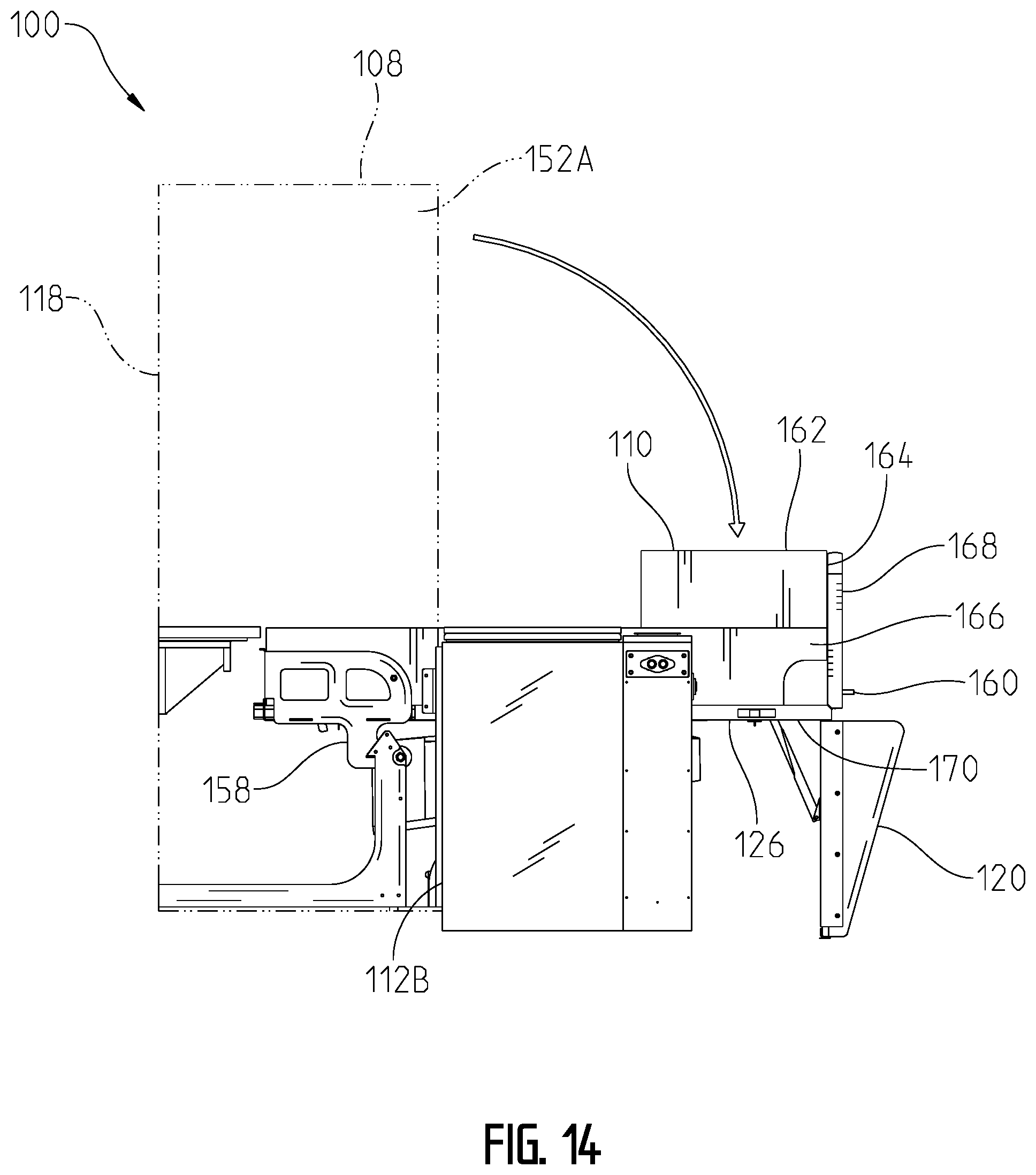 Patent US11793317 Figure 14 – Convertible furniture arrangement for a recreational vehicle