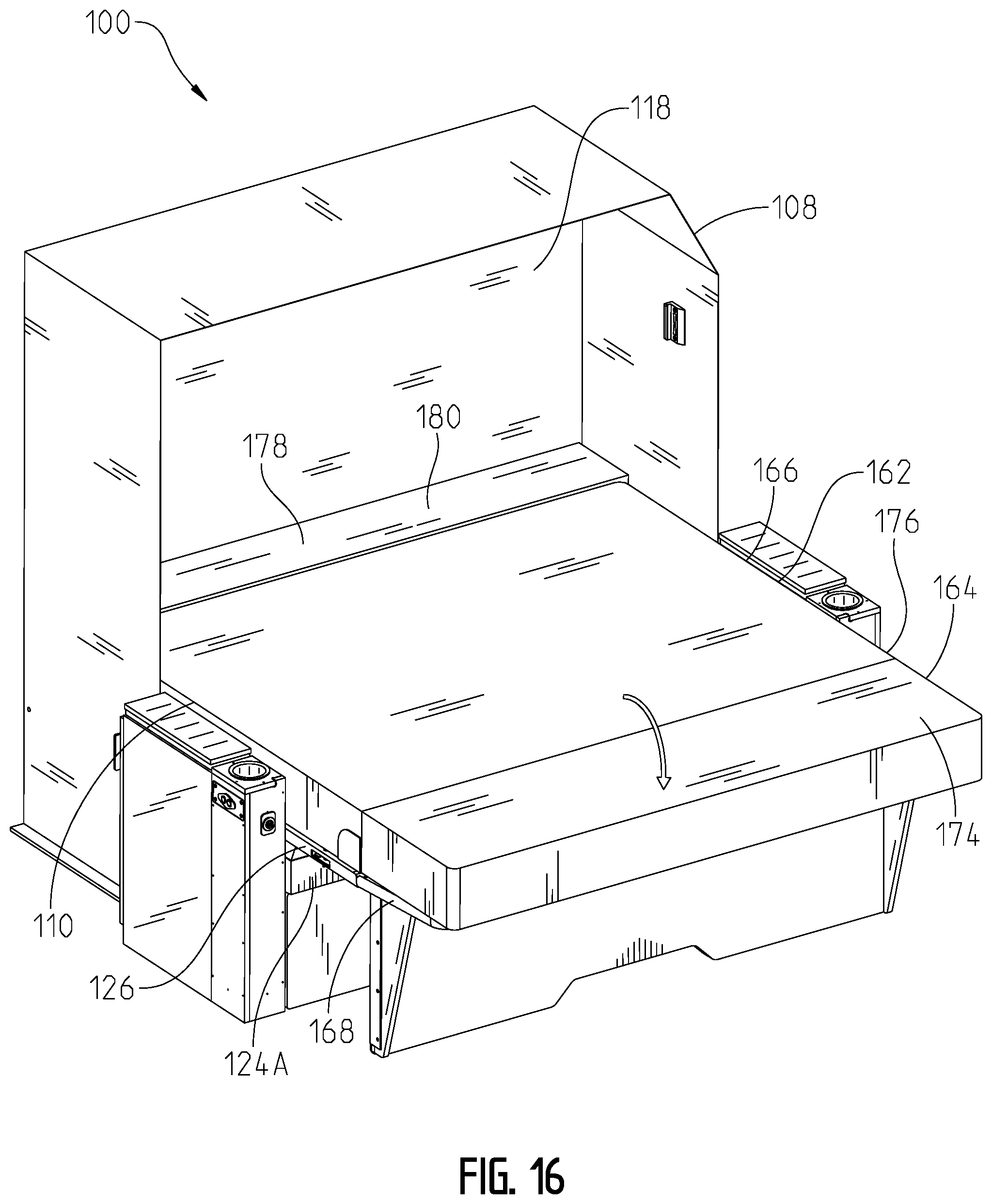 Patent US11793317 Figure 16 – Convertible furniture arrangement for a recreational vehicle