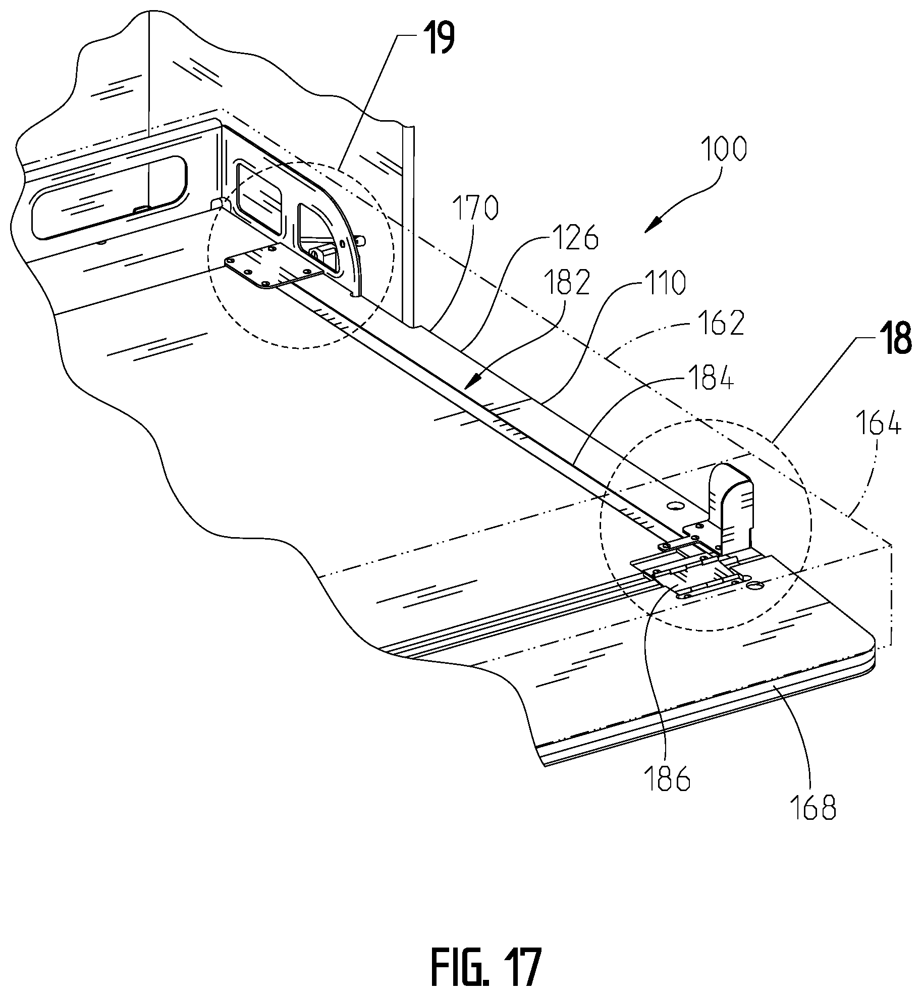 Patent US11793317 Figure 17 – Convertible furniture arrangement for a recreational vehicle
