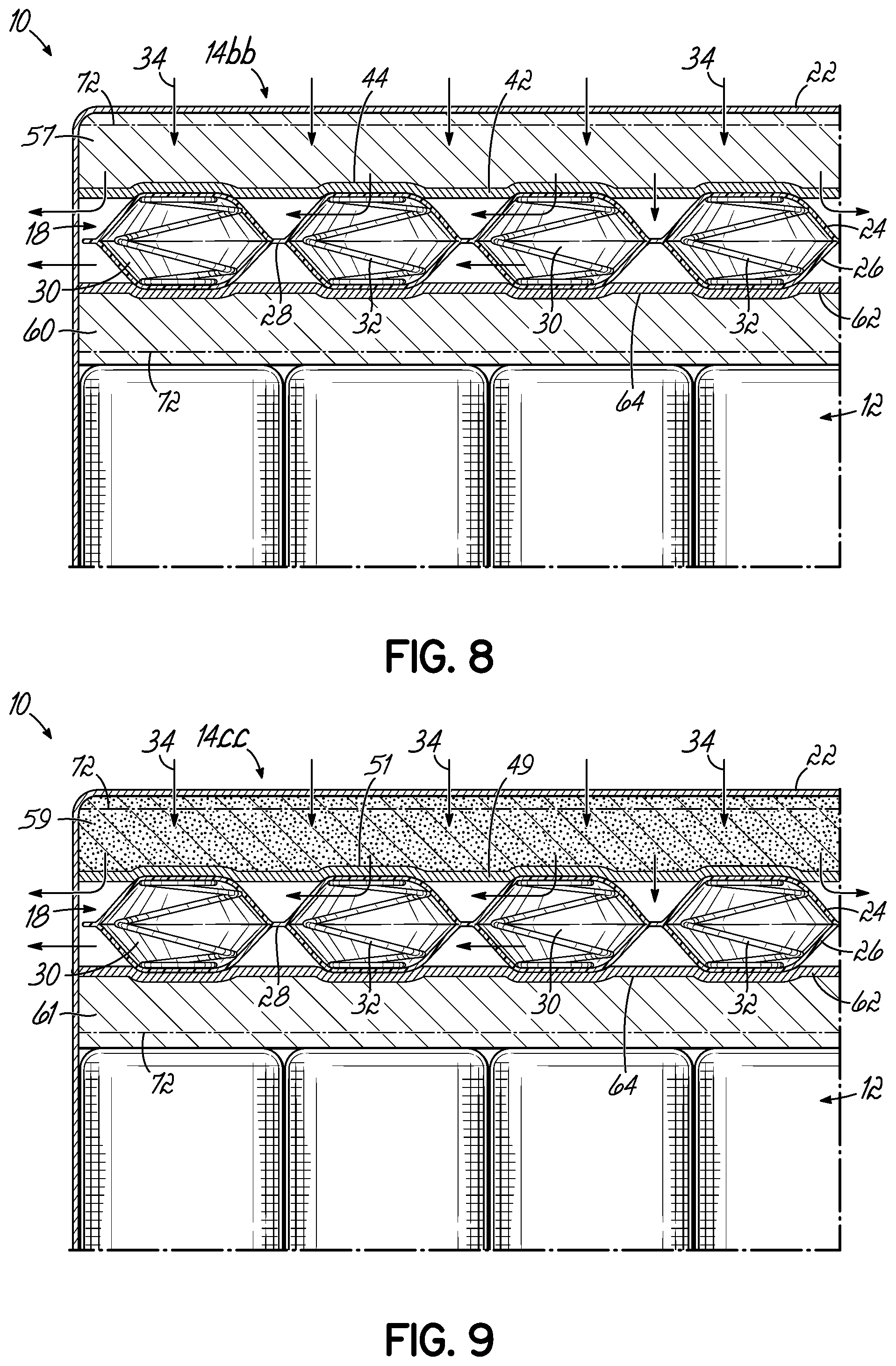 Patent US11793319 Figure 7 – Bedding or seating product having topper with at least one thermally enhanced foam component