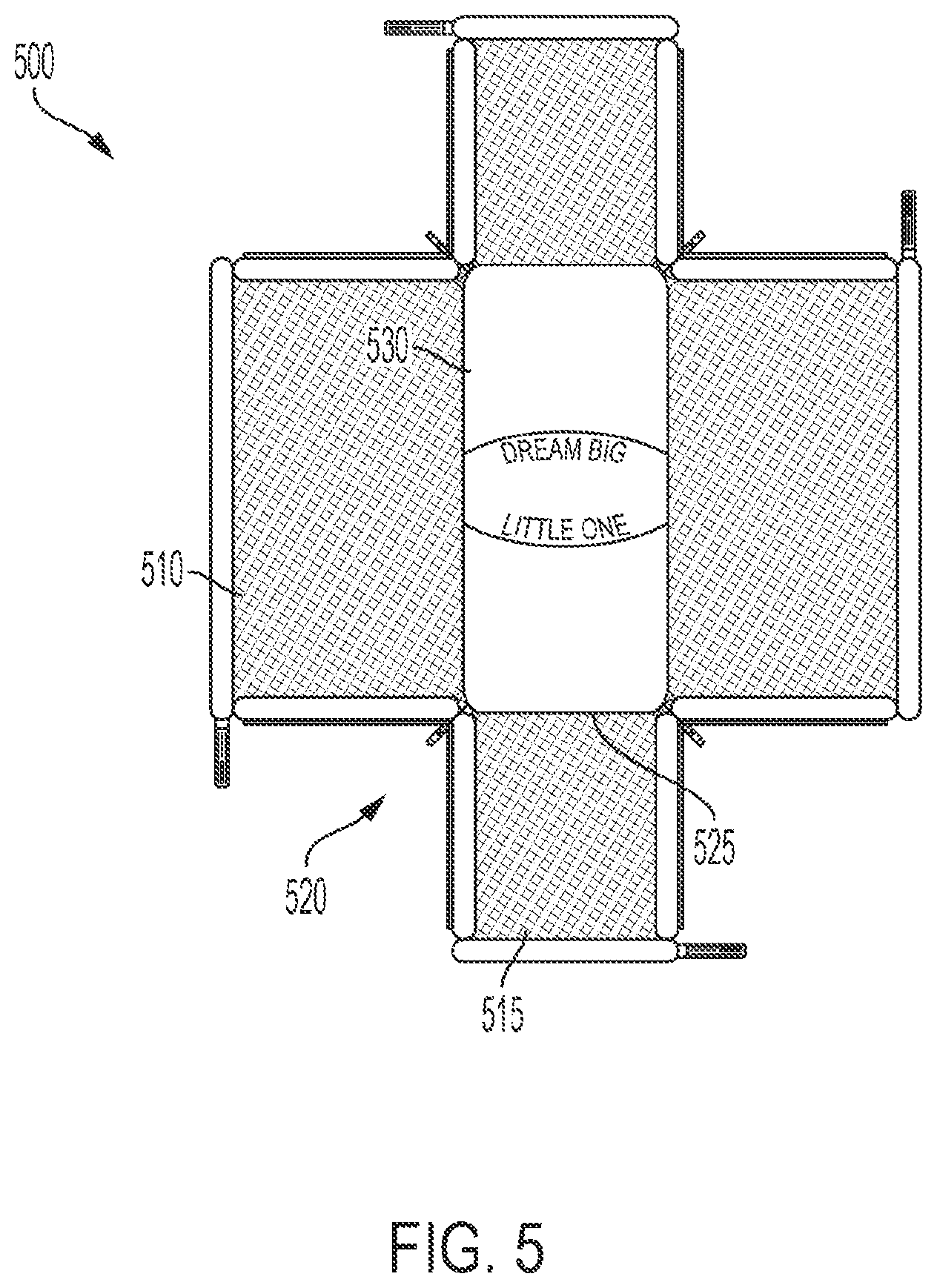 Patent US11793327 Figure 5 – Co-sleeper bassinet with collapsible wall panels