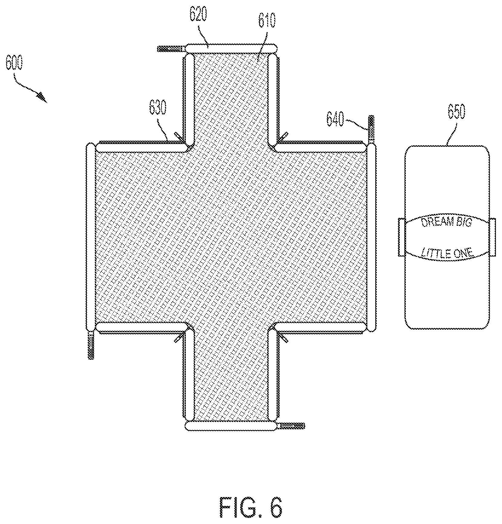 Patent US11793327 Figure 6 – Co-sleeper bassinet with collapsible wall panels
