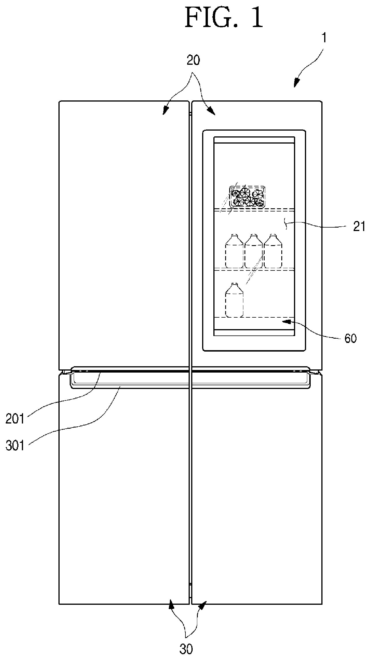 Patent US11793330 Figure 1 – Refrigerator