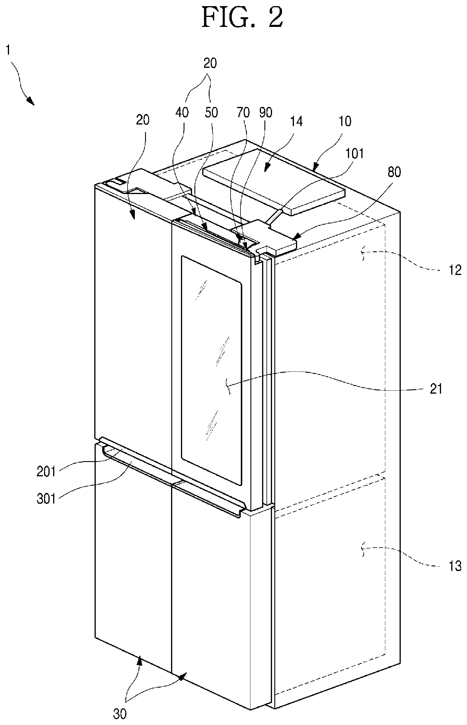 Patent US11793330 Figure 2 – Refrigerator