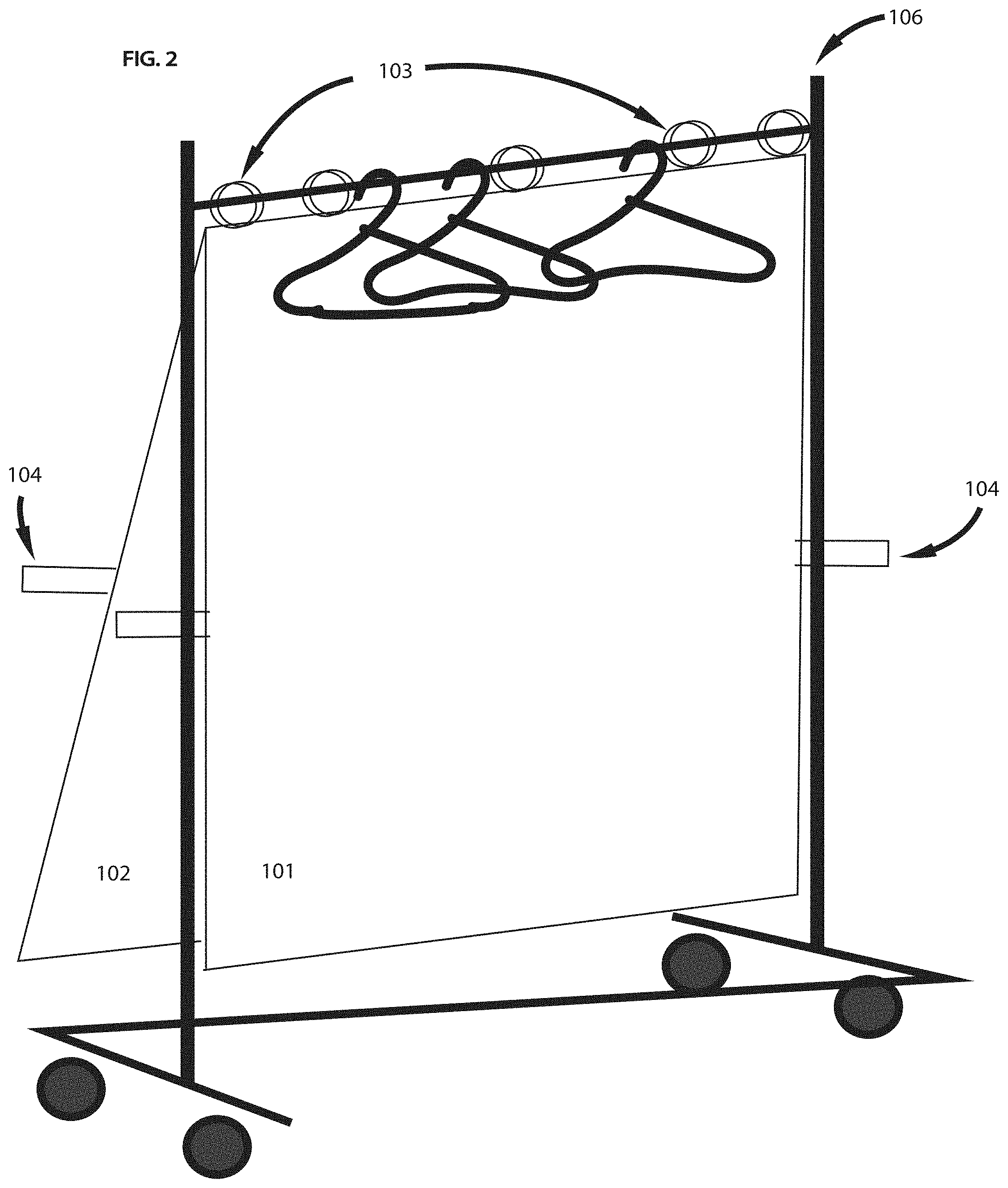 Patent US11793339 Figure 2 – Garment rack cover
