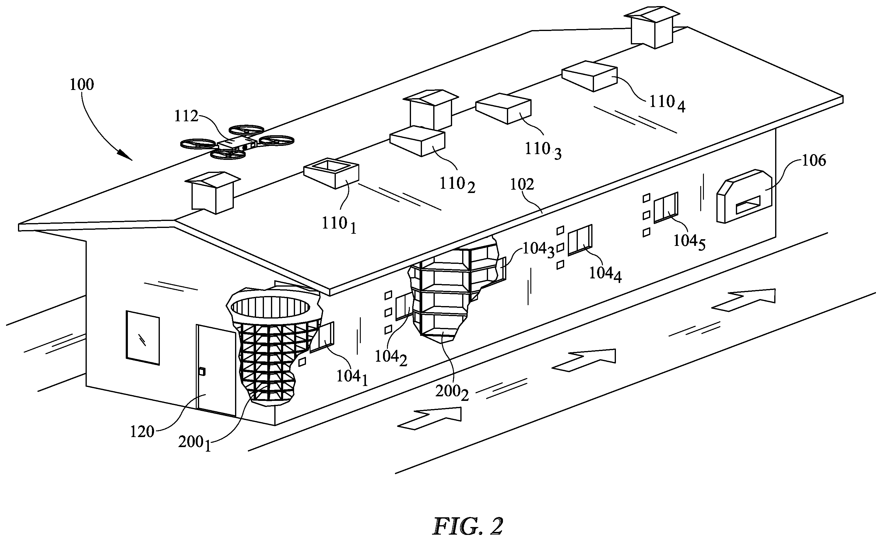 Patent US11793340 Figure 2 – Revolving cluster mailbox and central package delivery system