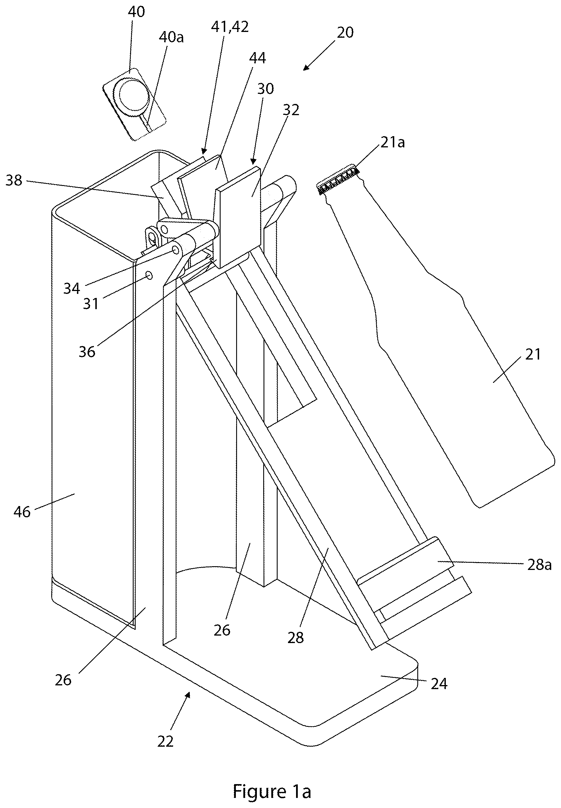 Patent US11793349 Figure 1 – Bottle opening and additive dispensing apparatus