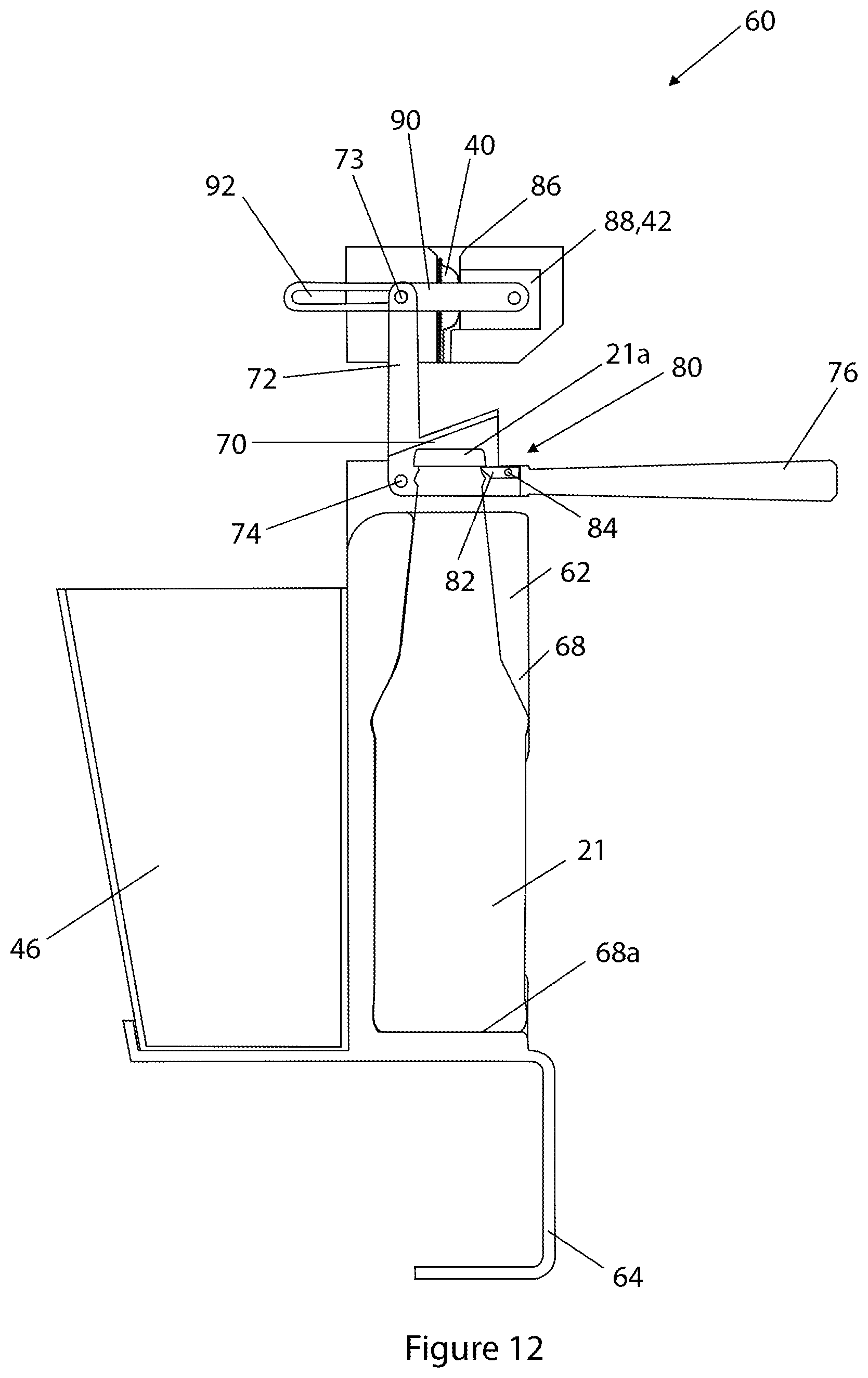 Patent US11793349 Figure 14 – Bottle opening and additive dispensing apparatus