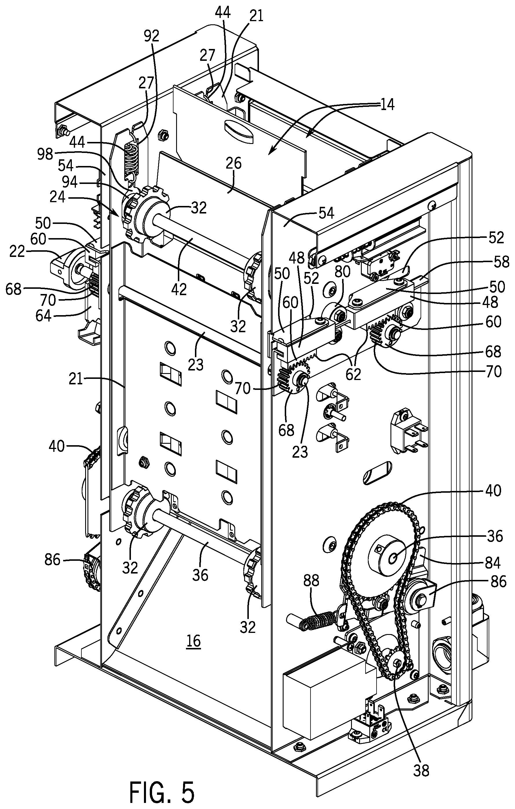 Patent US11793352 Figure 5 – Toaster with adjustable conveyor