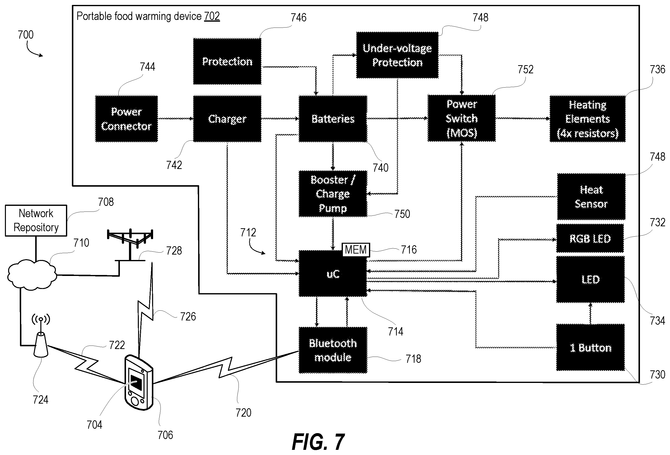 Patent US11793353 Figure 7 – Heating container