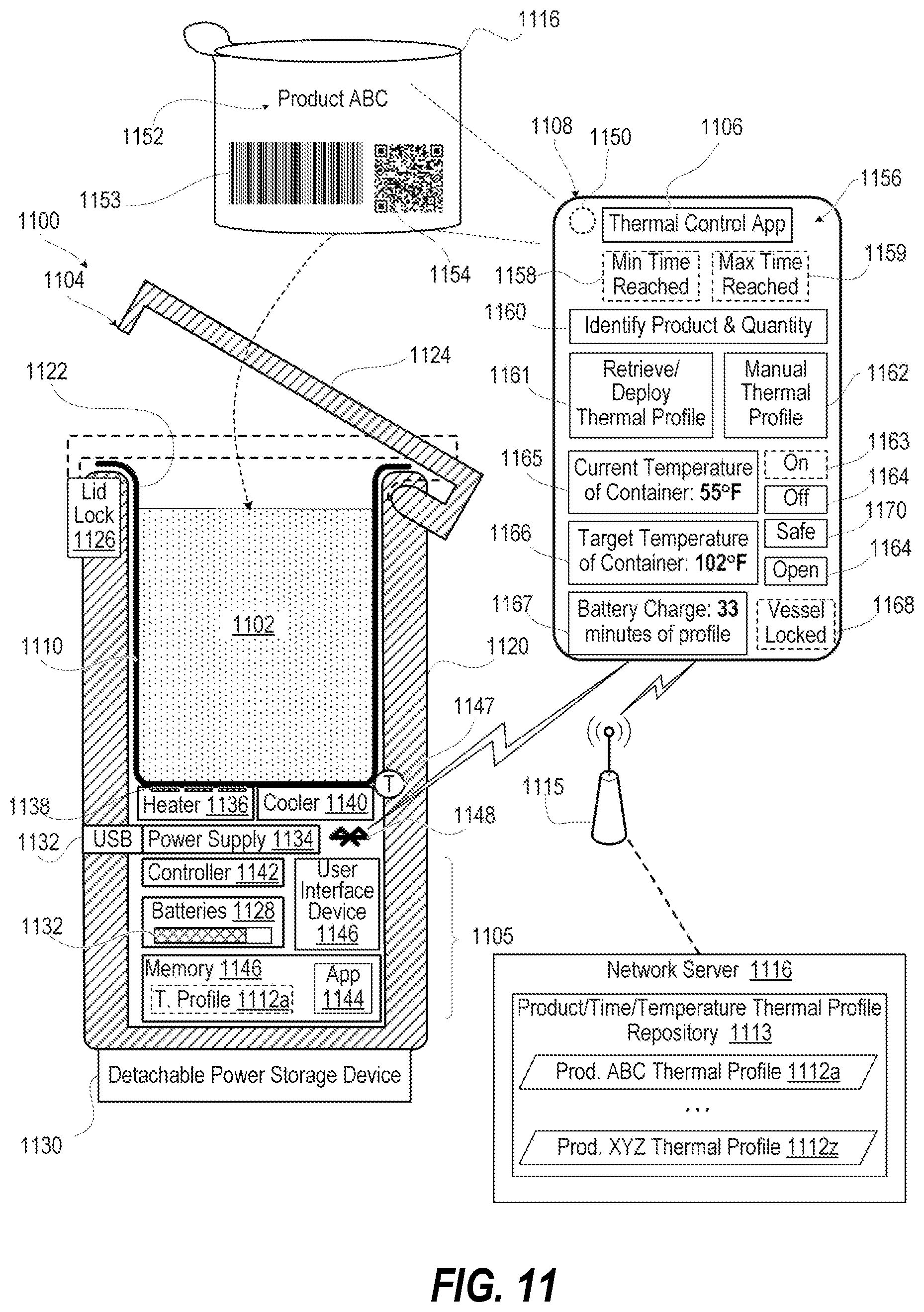 Patent US11793353 Figure 11 – Heating container