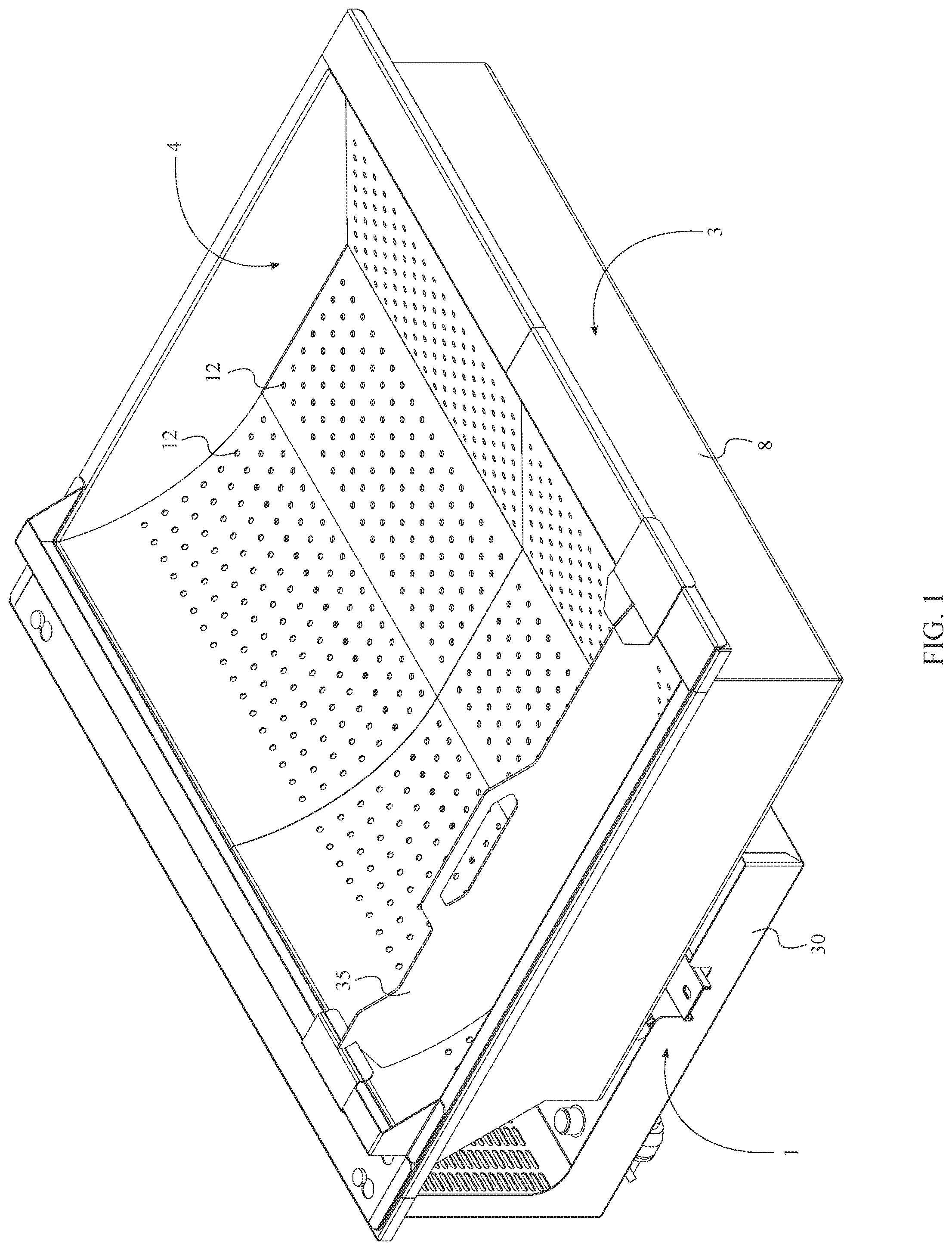 Patent US11793354 Figure 1 – Hot food holding station with multi-functional ramp
