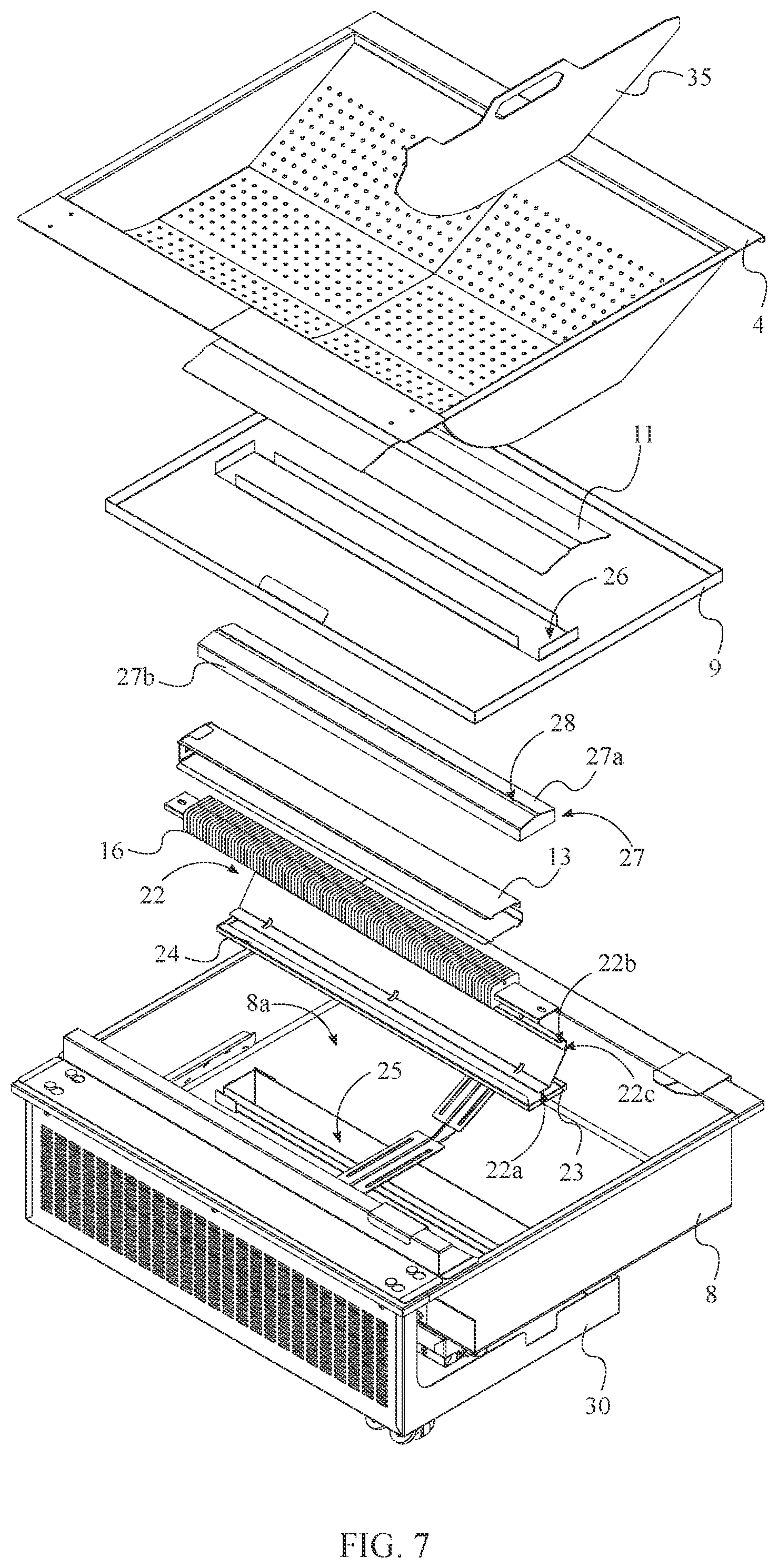 Patent US11793354 Figure 7 – Hot food holding station with multi-functional ramp