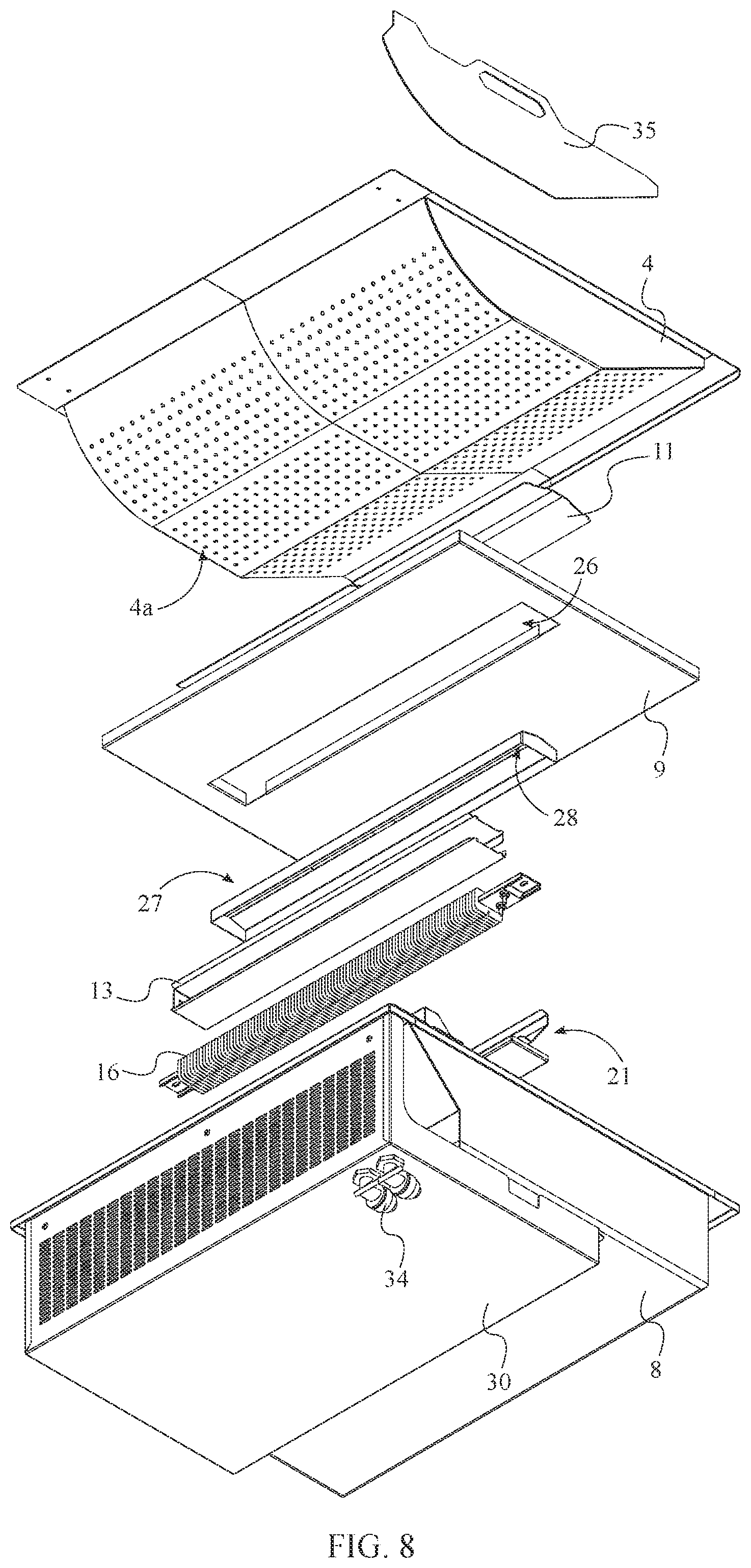 Patent US11793354 Figure 8 – Hot food holding station with multi-functional ramp