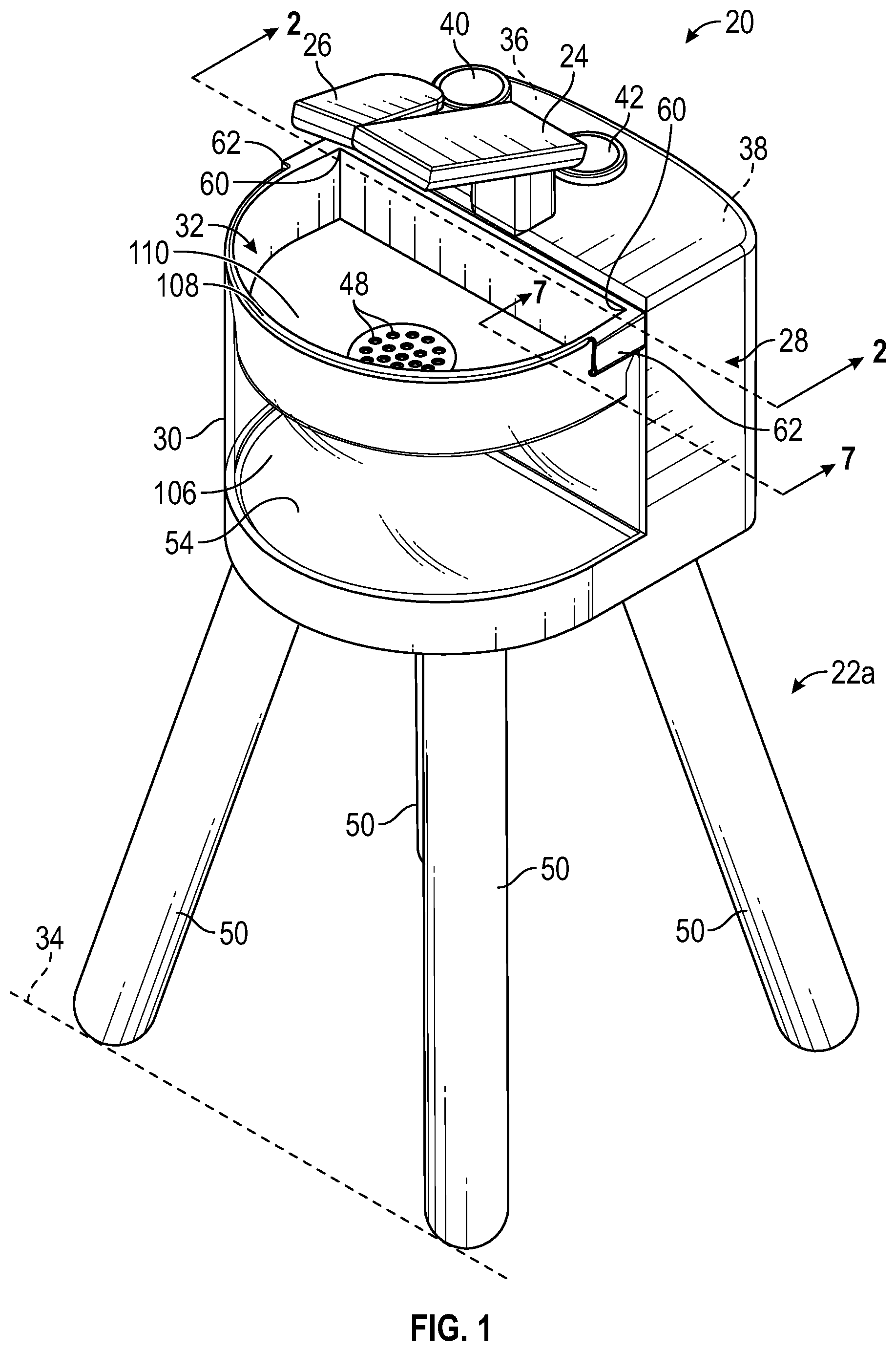 Patent US11793361 Figure 1 – Portable child sink