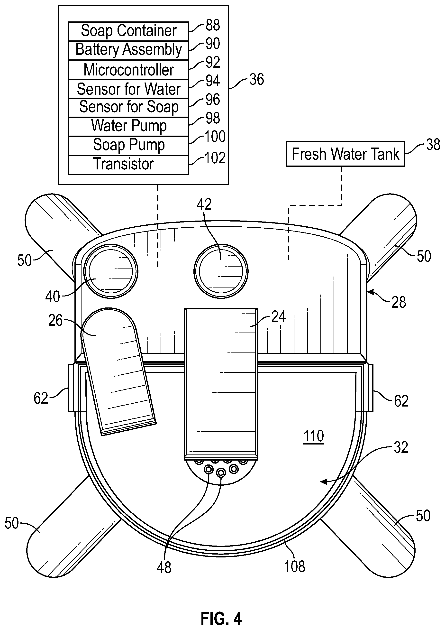 Patent US11793361 Figure 4 – Portable child sink