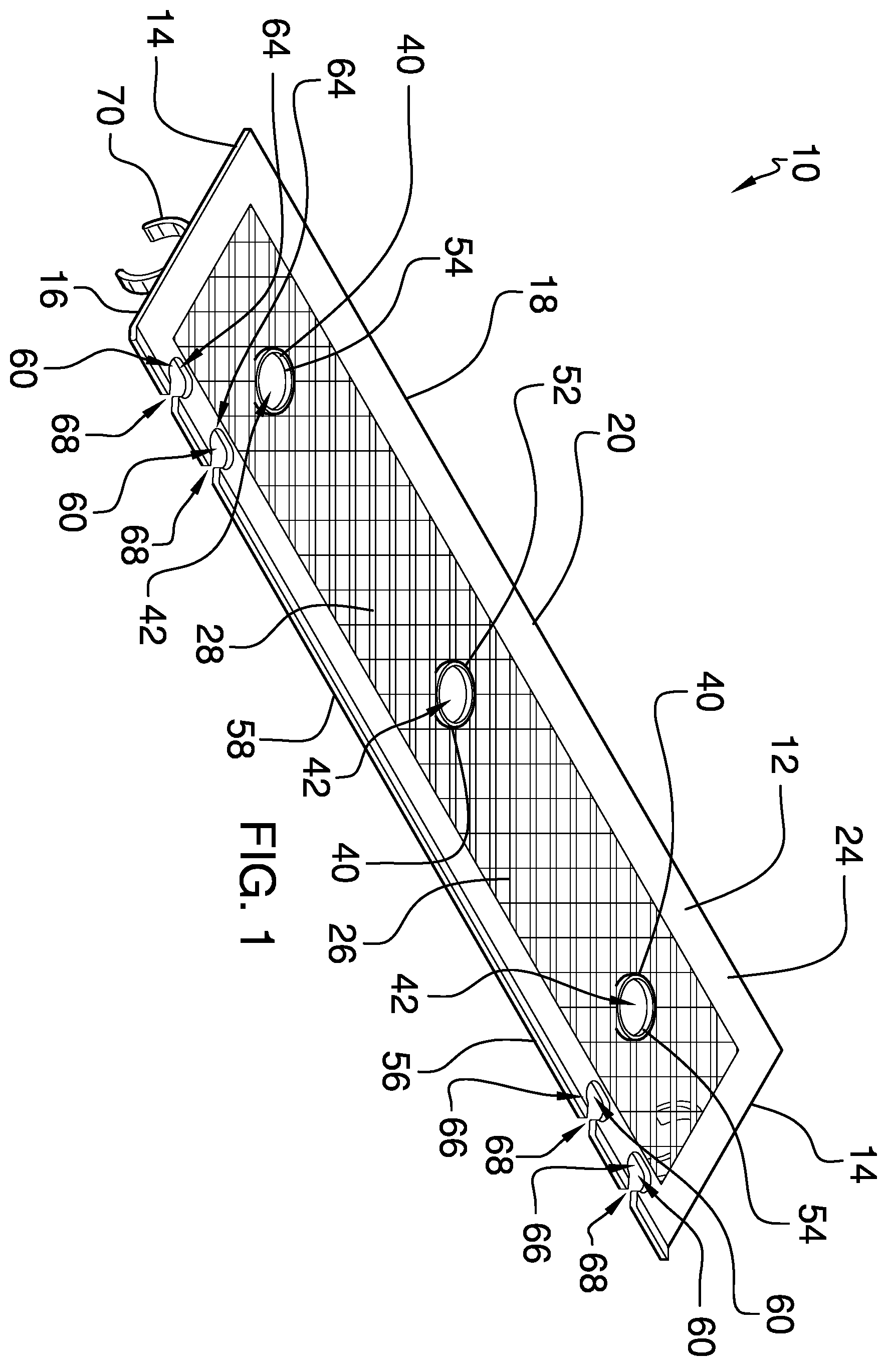 Patent US11793364 Figure 1 – Bar mounting bath shelf device