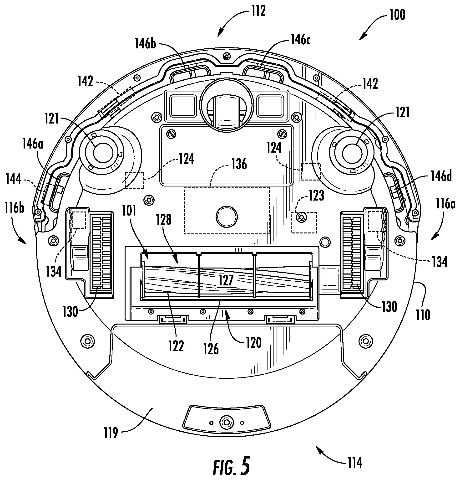 Patent US11793373 Figure 3 – Robotic cleaner with air jet assembly