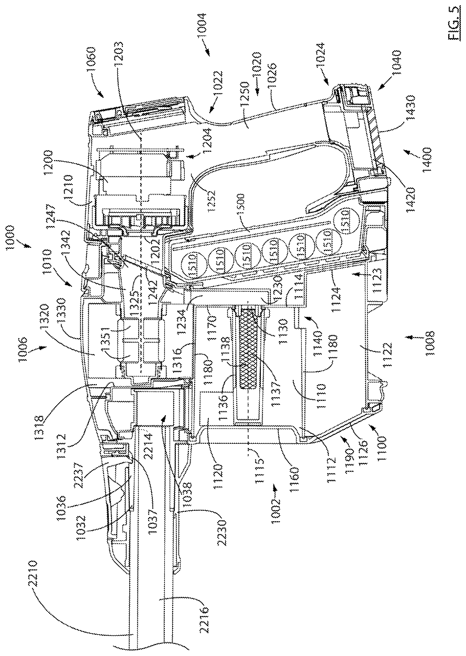Patent US11793374 Figure 5 – Surface cleaning apparatus with a variable inlet flow area