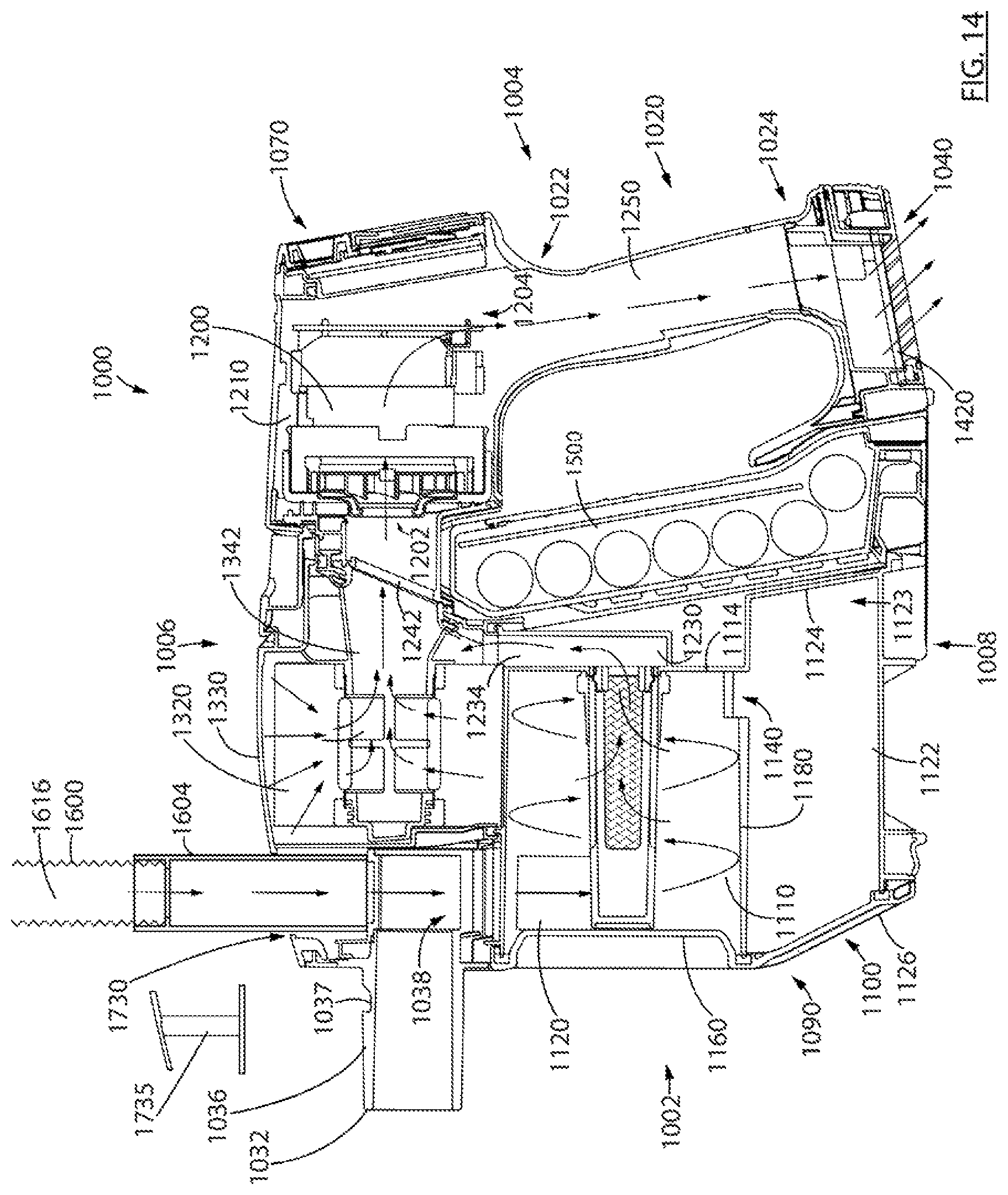 Patent US11793374 Figure 12 – Surface cleaning apparatus with a variable inlet flow area