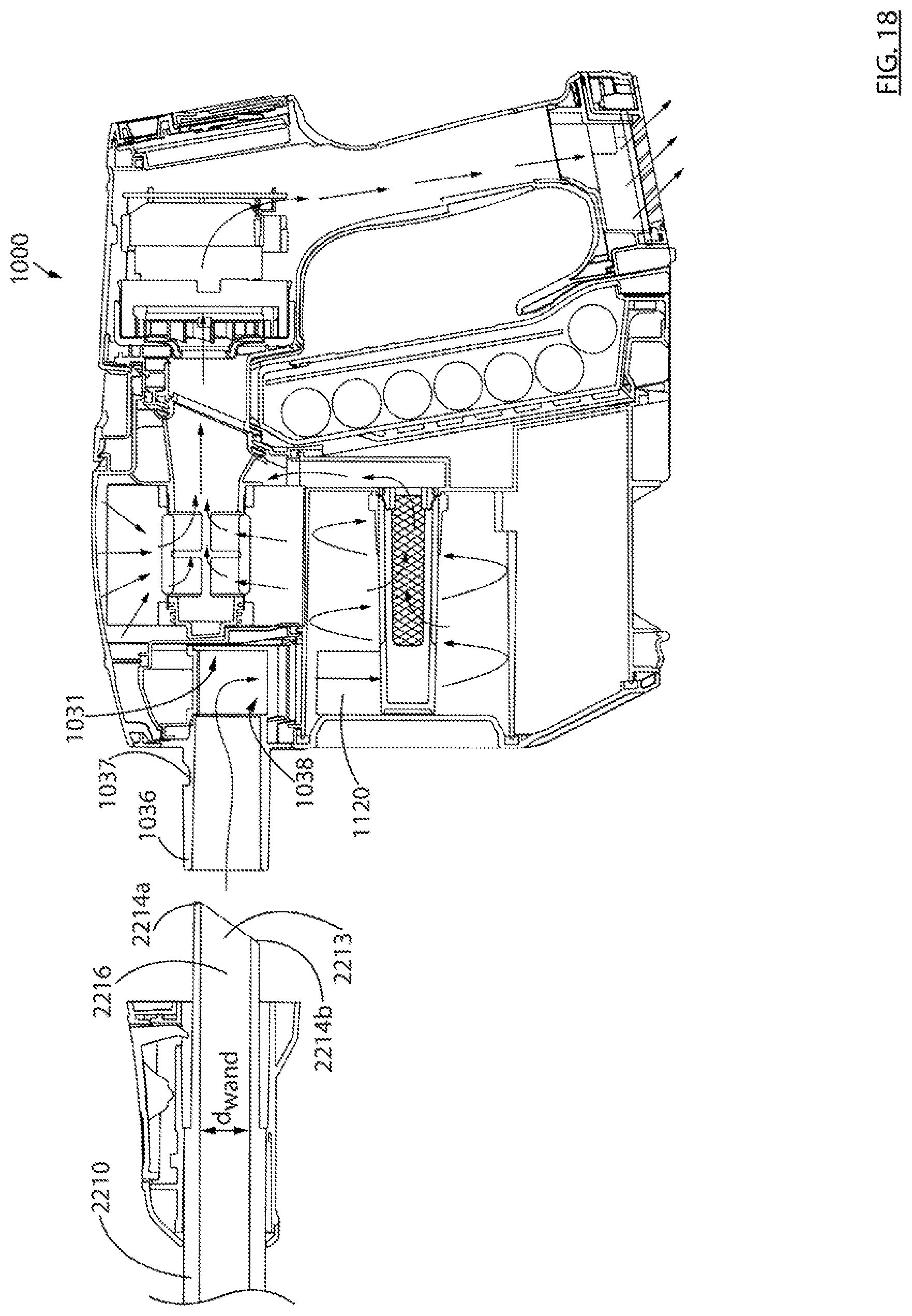 Patent US11793374 Figure 16 – Surface cleaning apparatus with a variable inlet flow area