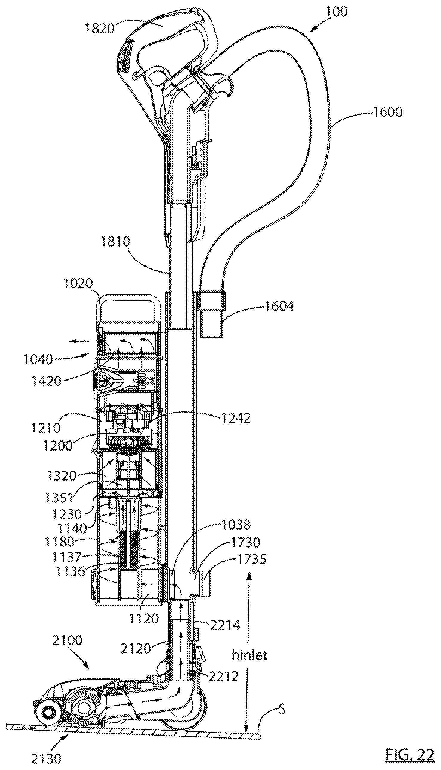 Patent US11793374 Figure 20 – Surface cleaning apparatus with a variable inlet flow area