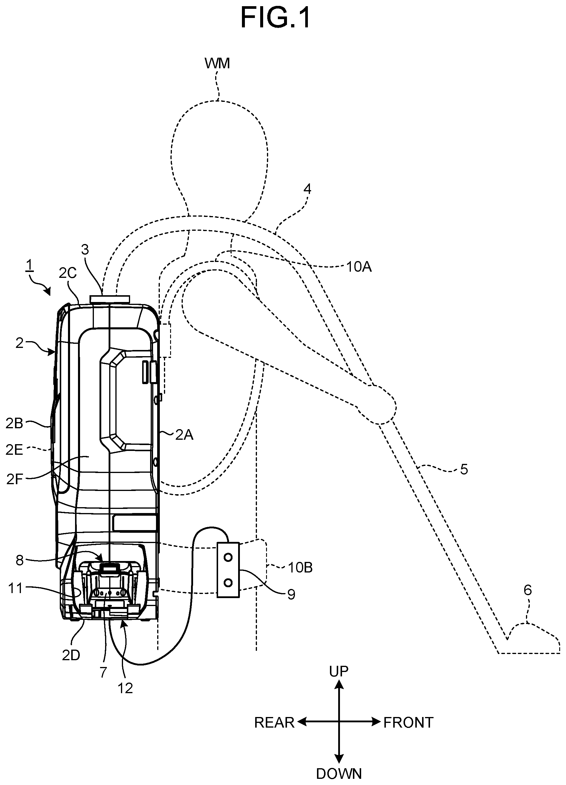Patent US11793377 Figure 1 – Backpack dust collector