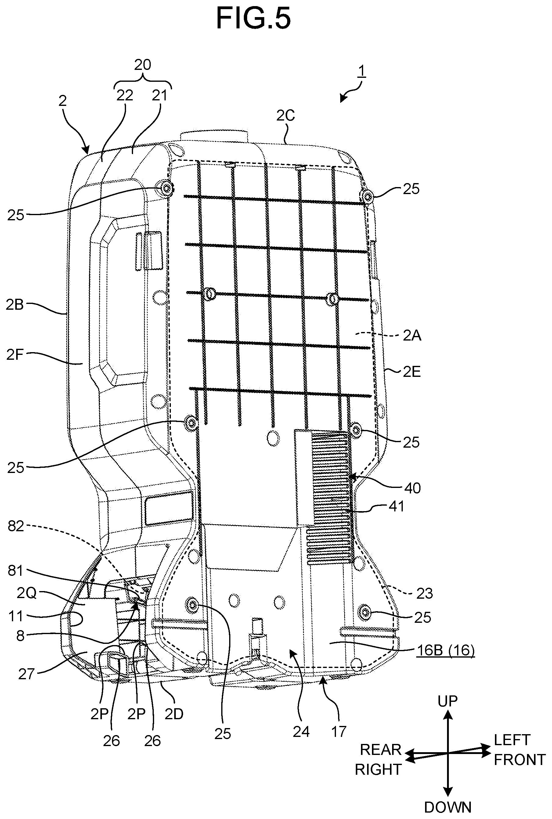 Patent US11793377 Figure 5 – Backpack dust collector