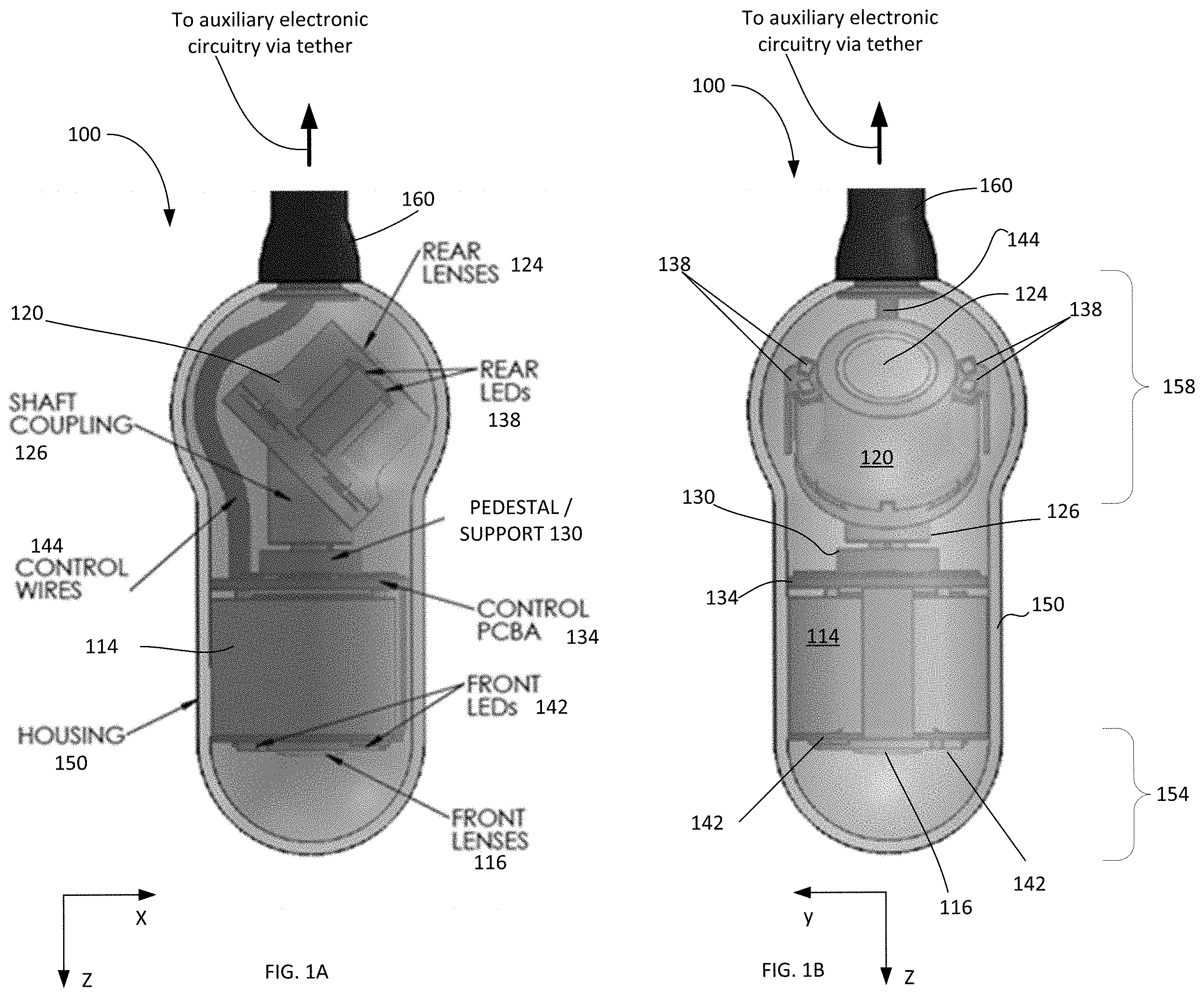 Patent US11793397 Figure 1 – Encapsulated opto-electronic system for co-directional imaging in multiple fields of view