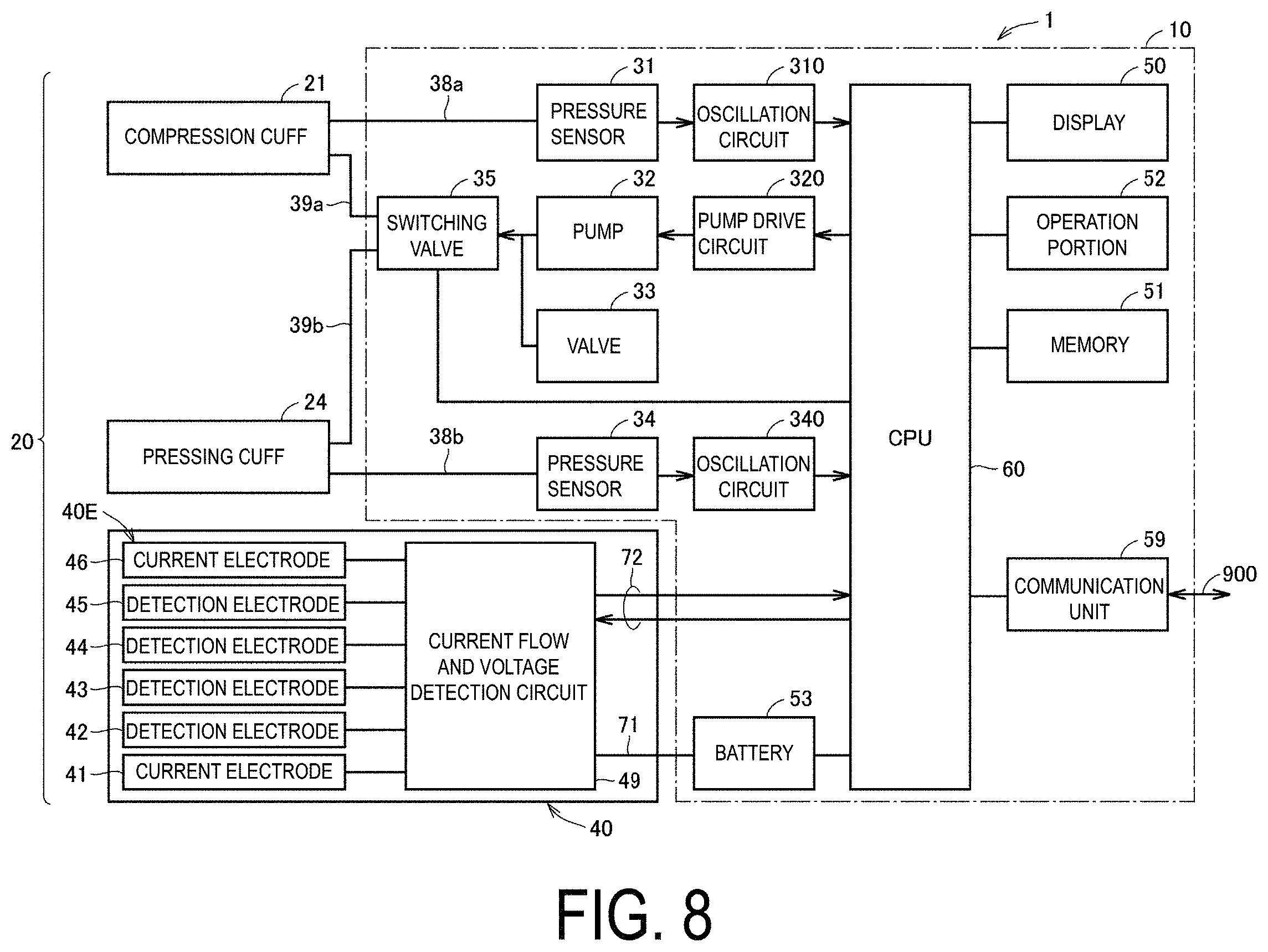 Patent US11793414 Figure 8 – Electrode unit, pulse wave measurement unit, and pulse wave measurement device
