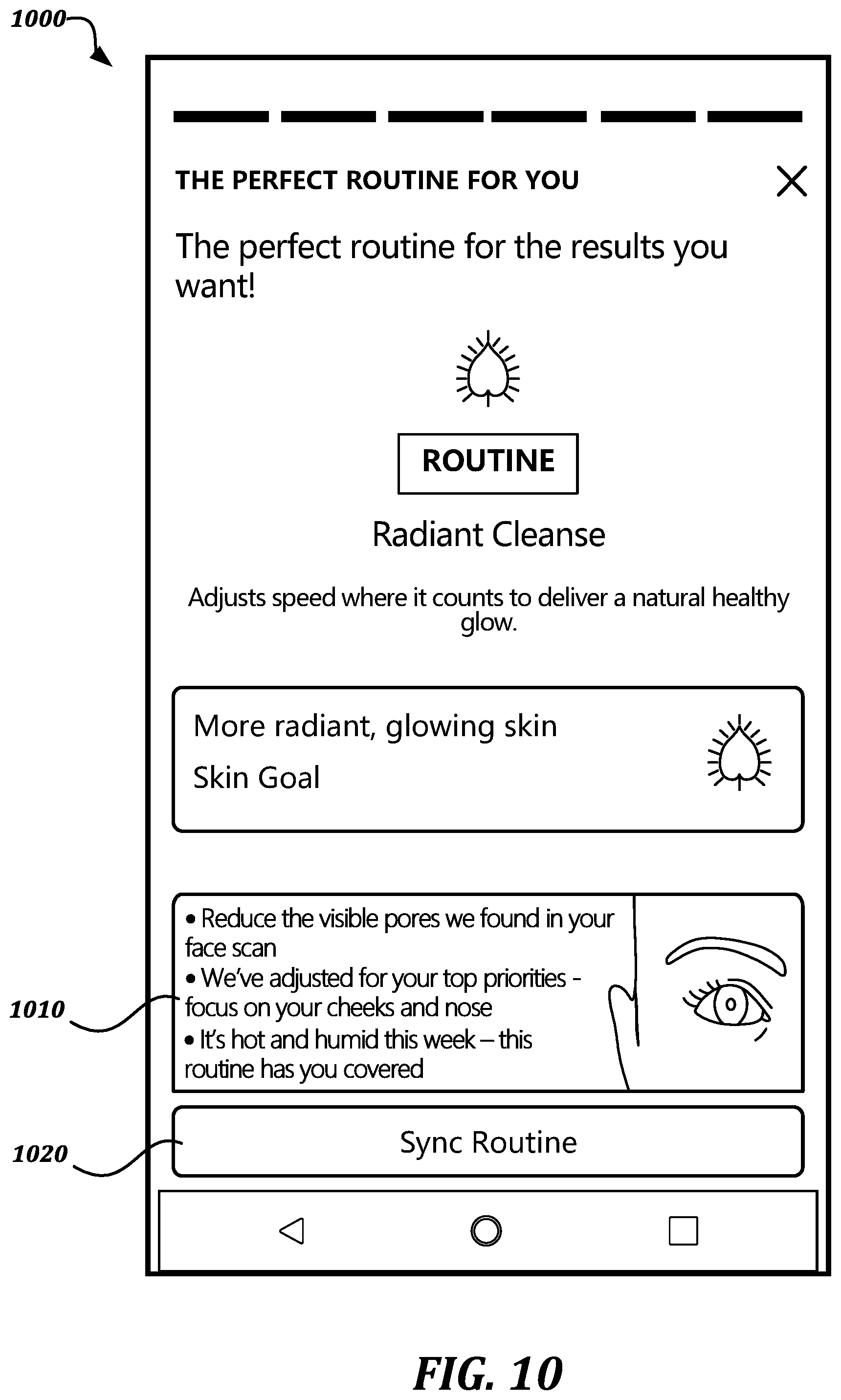 Patent US11793451 Figure 10 – Interface and analysis techniques for customized skin care regimen based on skin diagnostics