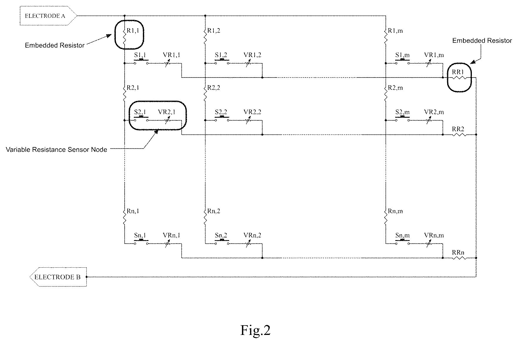 Patent US11793463 Figure 2 – Multi-zone pressure sensitive mat with two electrodes