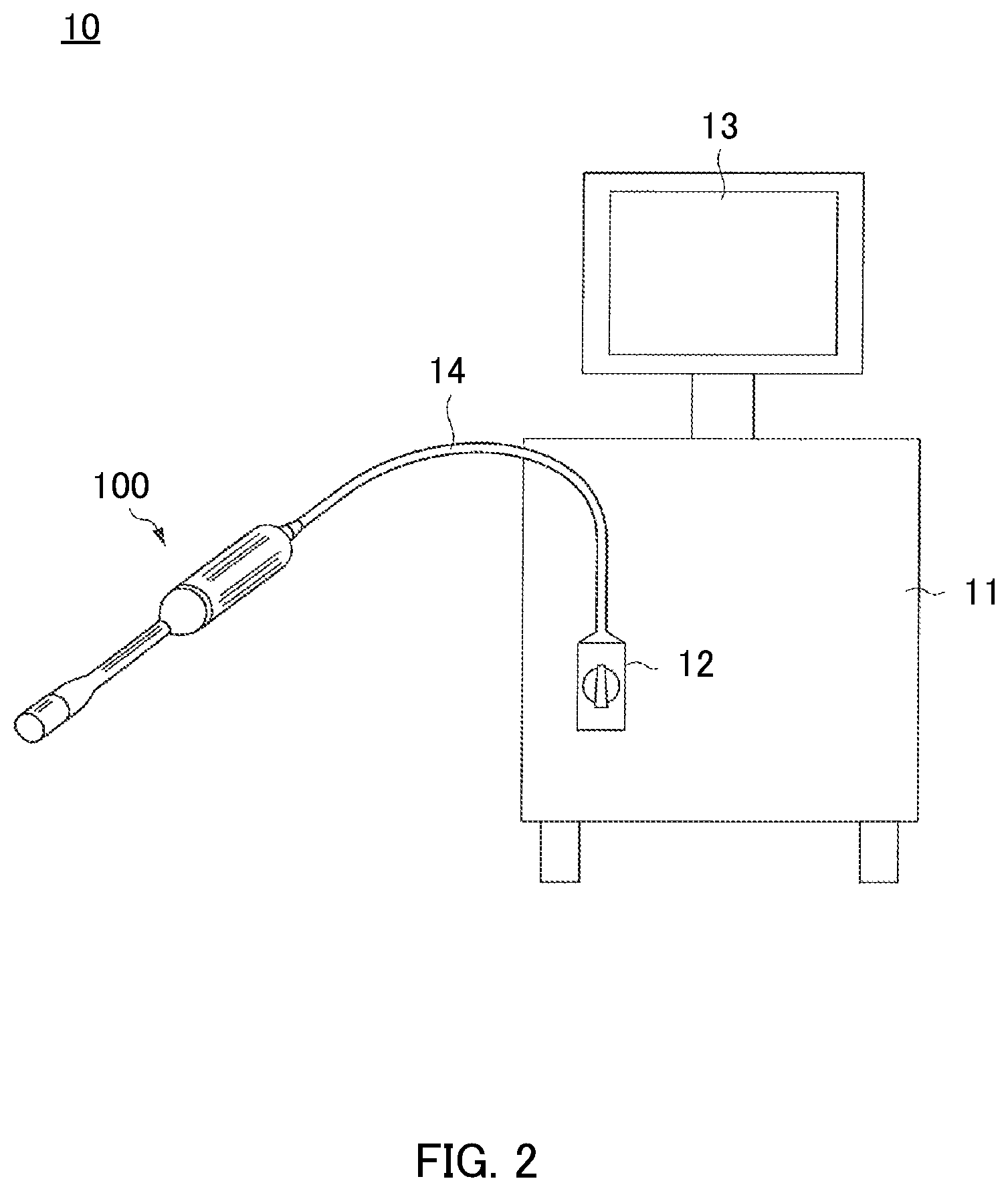 Patent US11793494 Figure 2 – Ultrasound probe, ultrasound diagnostic apparatus, and method for producing backing material