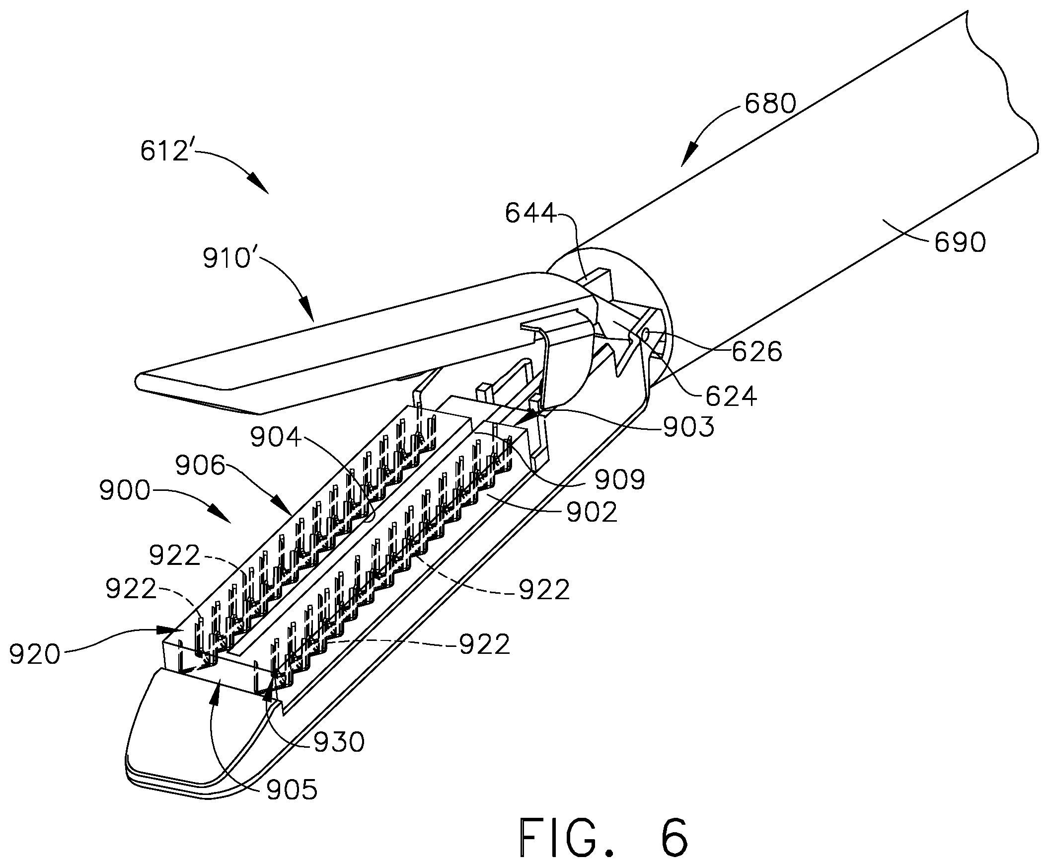 Patent US11793509 Figure 6 – Staple cartridge including an implantable layer