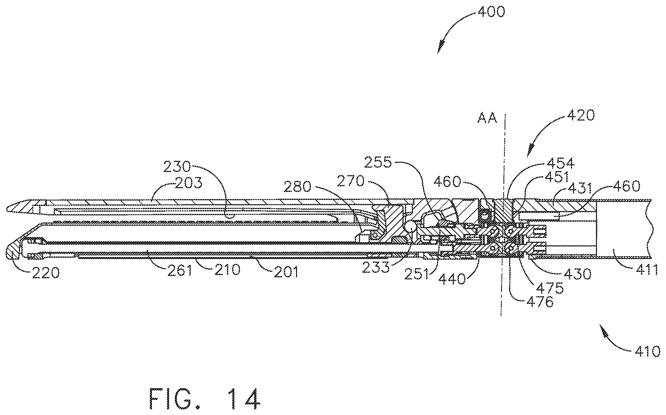Patent US11793516 Figure 14 – Surgical staple cartridge comprising longitudinal support beam