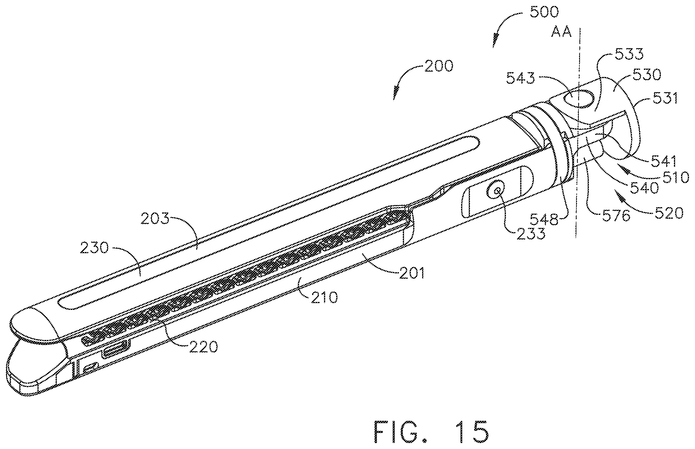 Patent US11793516 Figure 15 – Surgical staple cartridge comprising longitudinal support beam