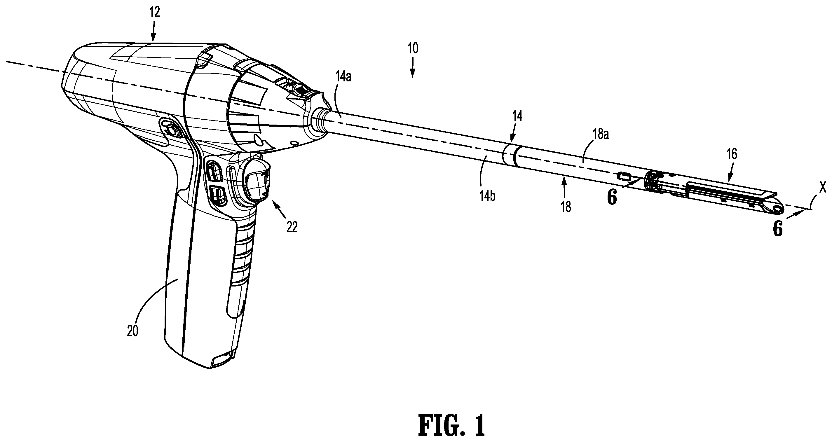 Patent US11793517 Figure 1 – Linear stapling device with vertically movable knife