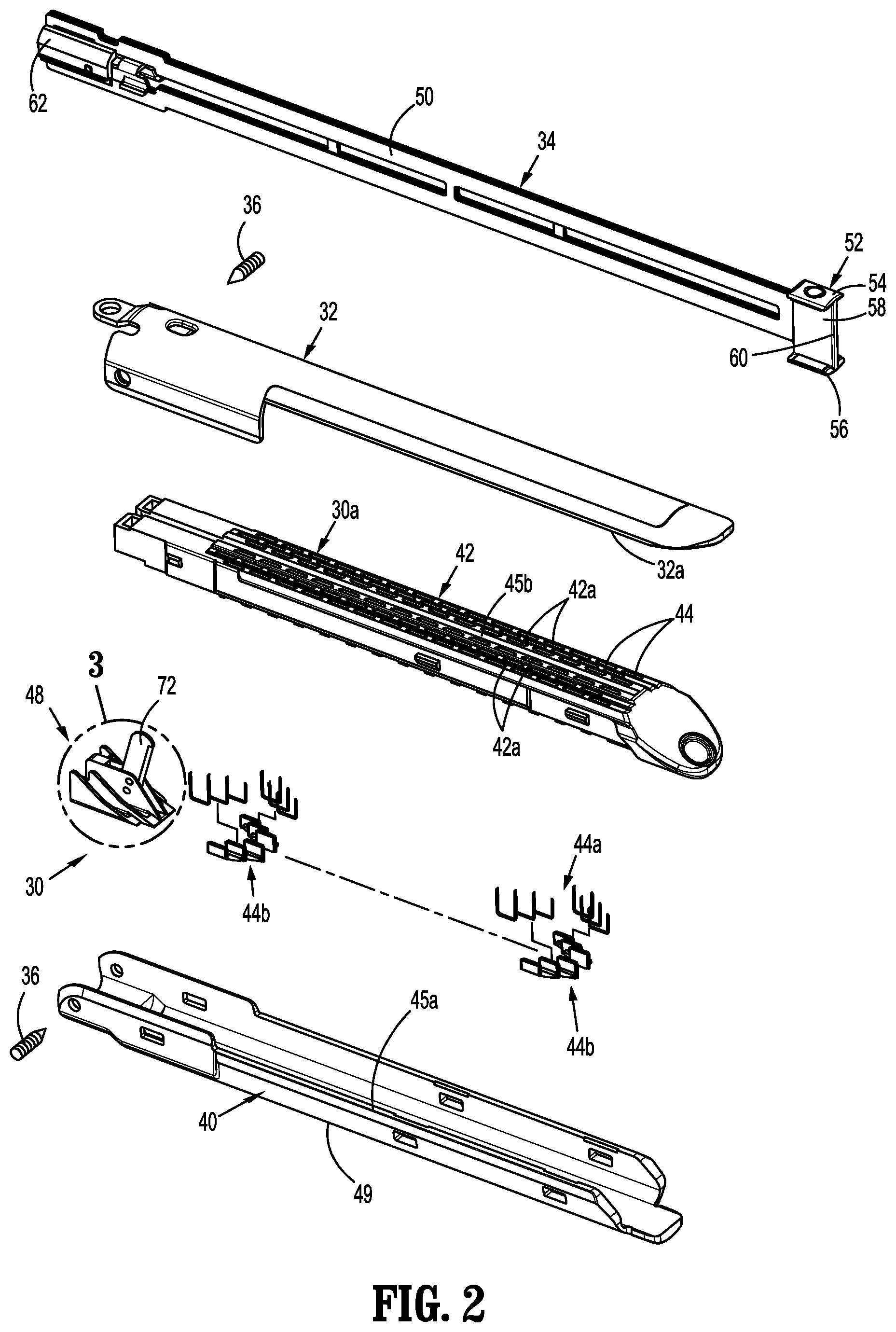 Patent US11793517 Figure 2 – Linear stapling device with vertically movable knife