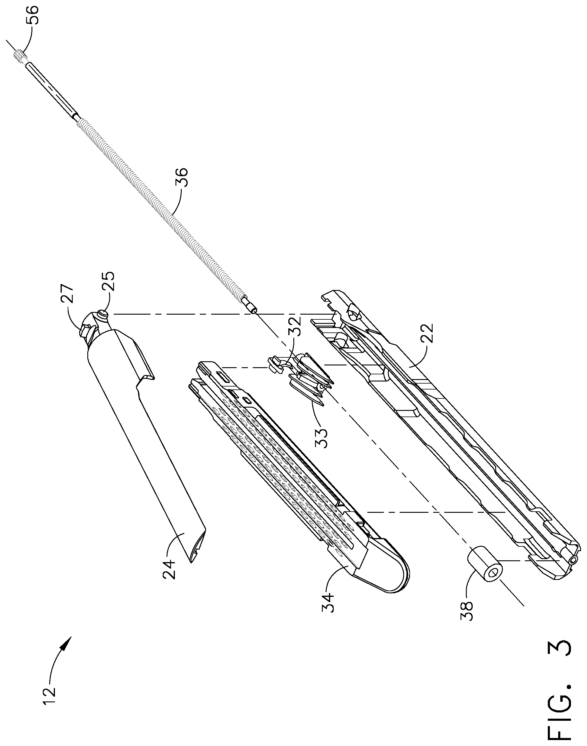 Patent US11793521 Figure 3 – Powered surgical cutting and stapling apparatus with manually retractable firing system