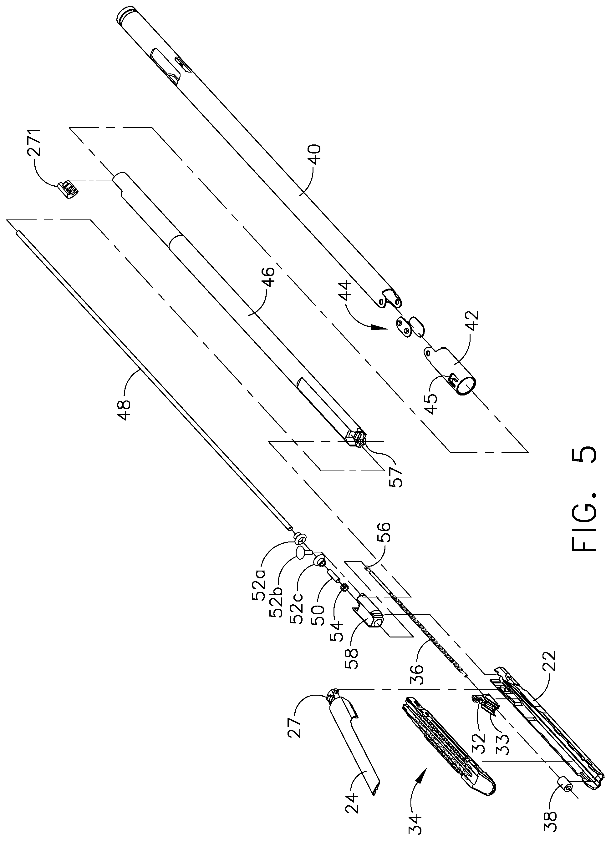 Patent US11793521 Figure 5 – Powered surgical cutting and stapling apparatus with manually retractable firing system