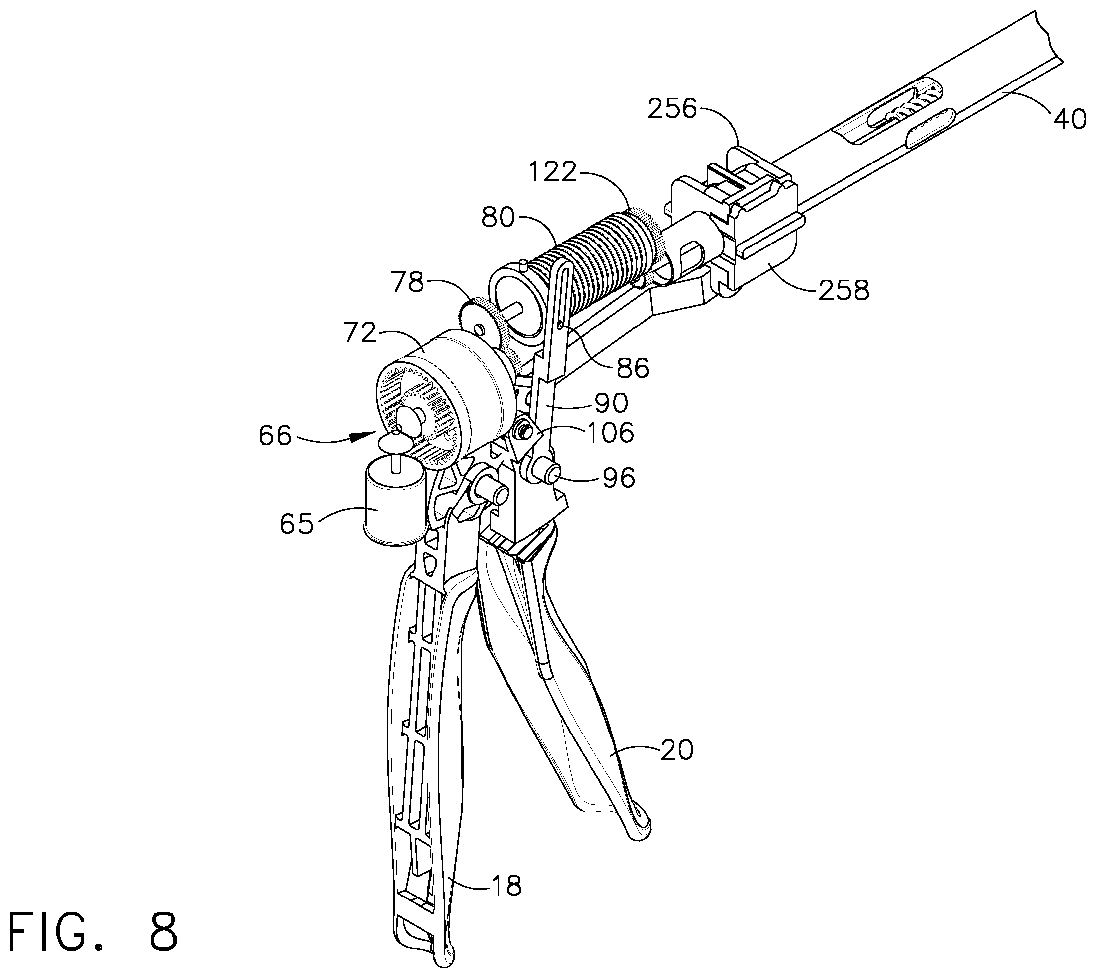 Patent US11793521 Figure 8 – Powered surgical cutting and stapling apparatus with manually retractable firing system