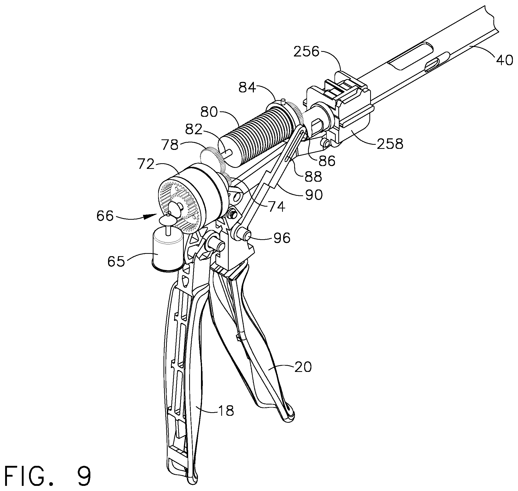 Patent US11793521 Figure 9 – Powered surgical cutting and stapling apparatus with manually retractable firing system