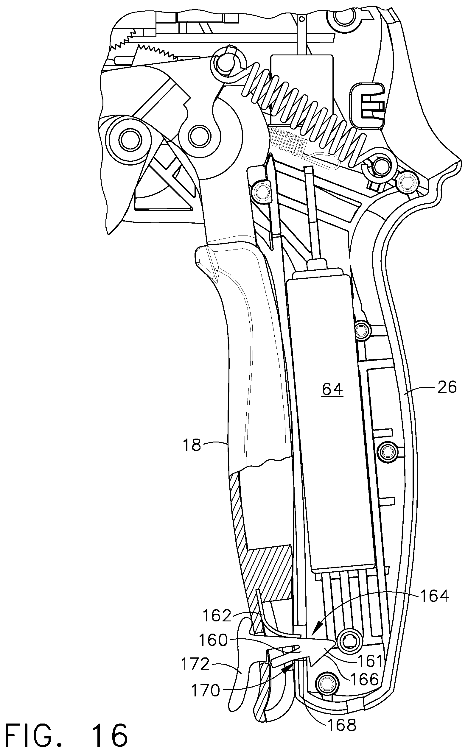 Patent US11793521 Figure 16 – Powered surgical cutting and stapling apparatus with manually retractable firing system