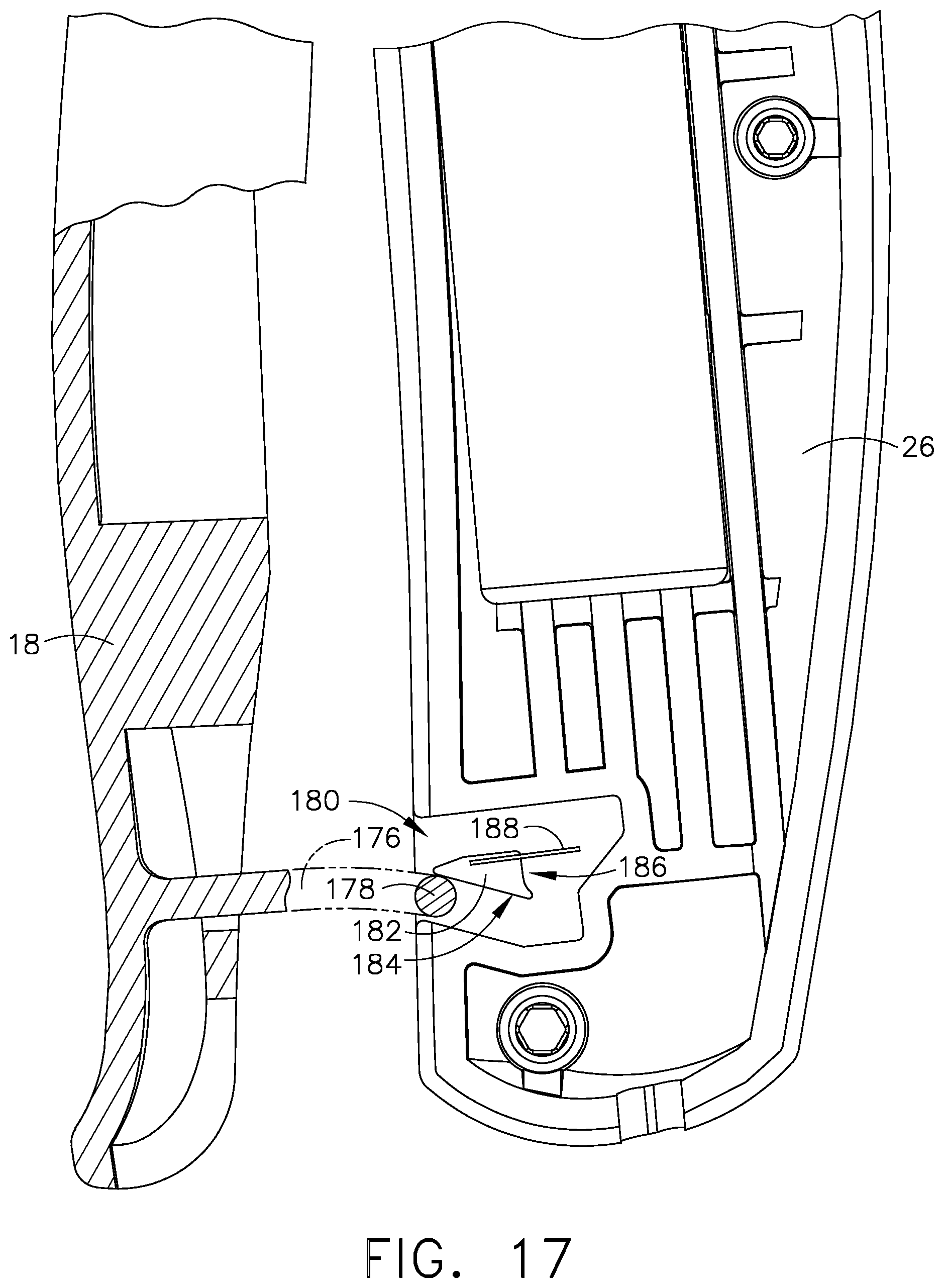 Patent US11793521 Figure 17 – Powered surgical cutting and stapling apparatus with manually retractable firing system