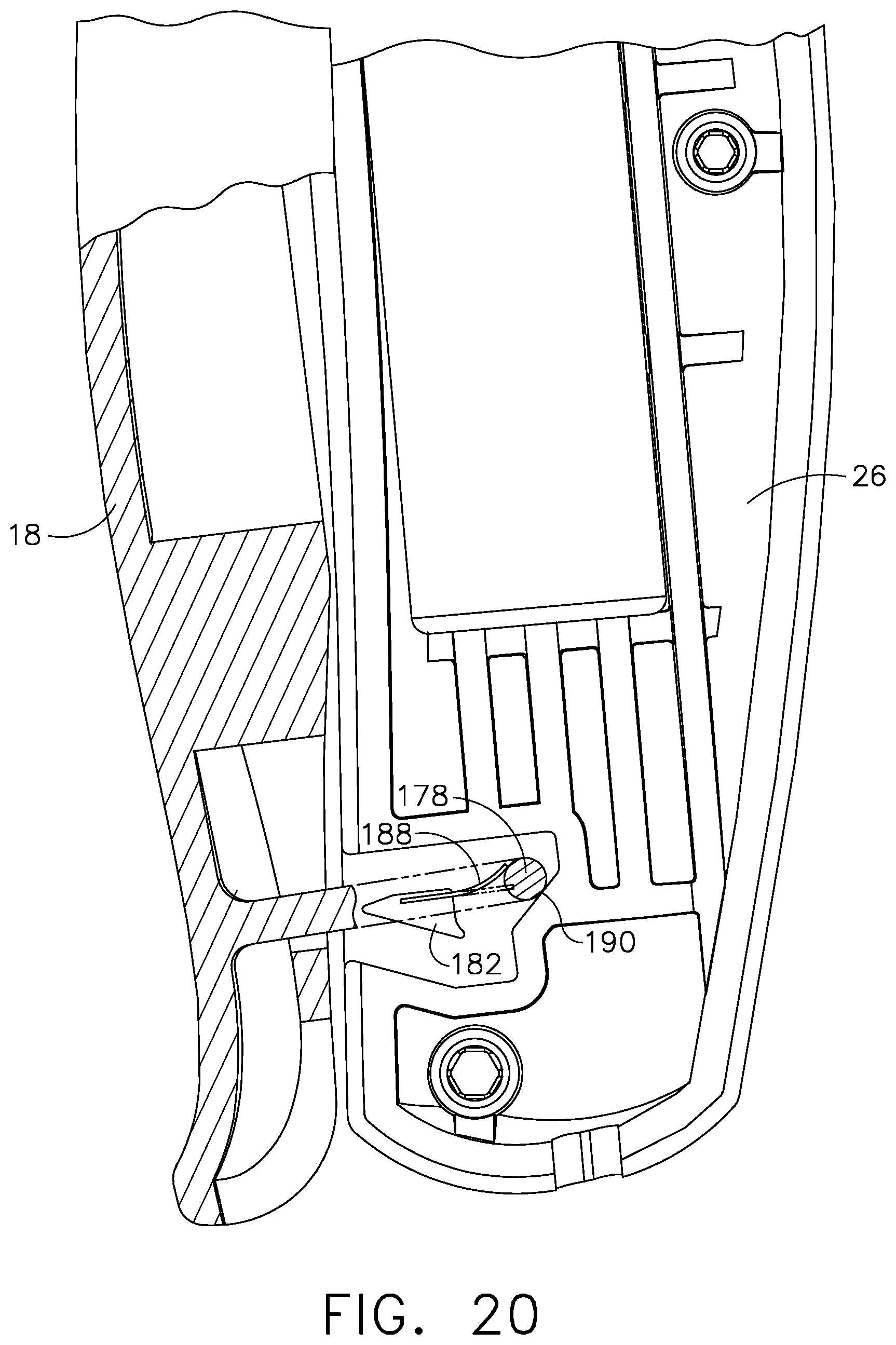 Patent US11793521 Figure 20 – Powered surgical cutting and stapling apparatus with manually retractable firing system
