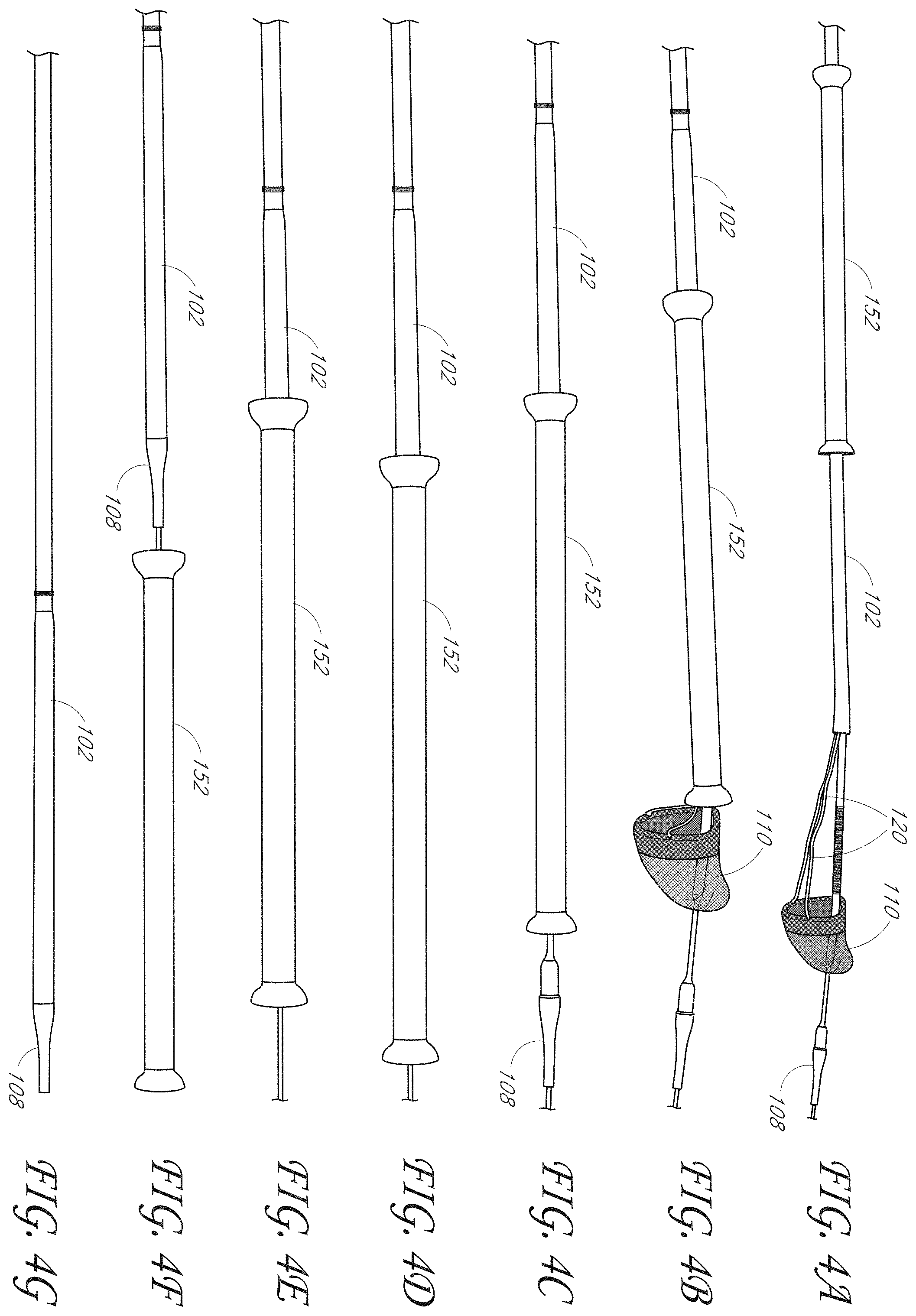 Patent US11793531 Figure 4 – Axial lengthening thrombus capture system, tensioning system and expandable funnel catheter