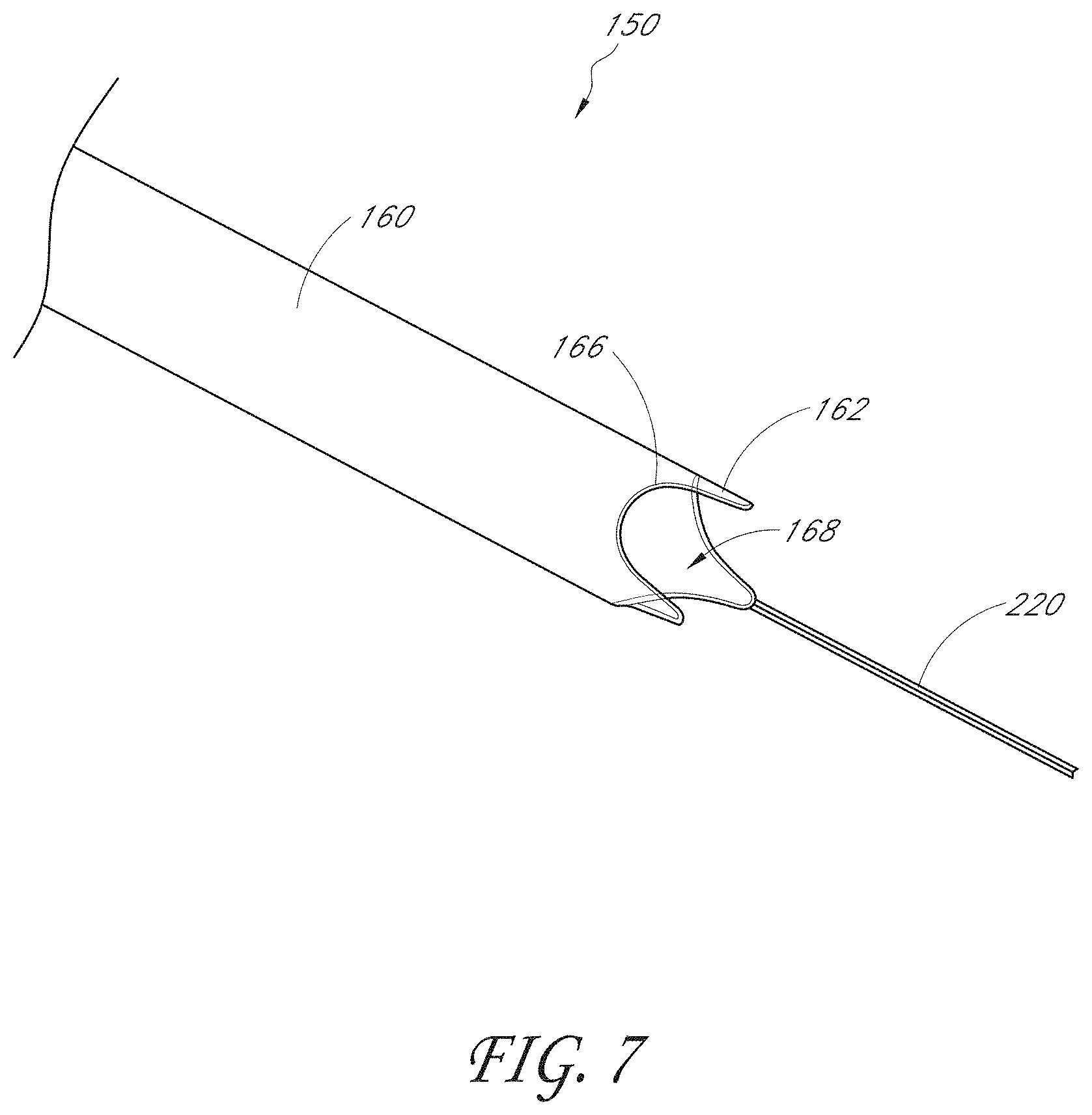Patent US11793531 Figure 7 – Axial lengthening thrombus capture system, tensioning system and expandable funnel catheter
